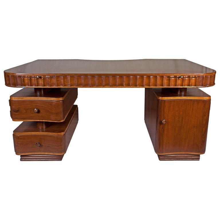 Art Deco Teak Partners Desk at 1stDibs