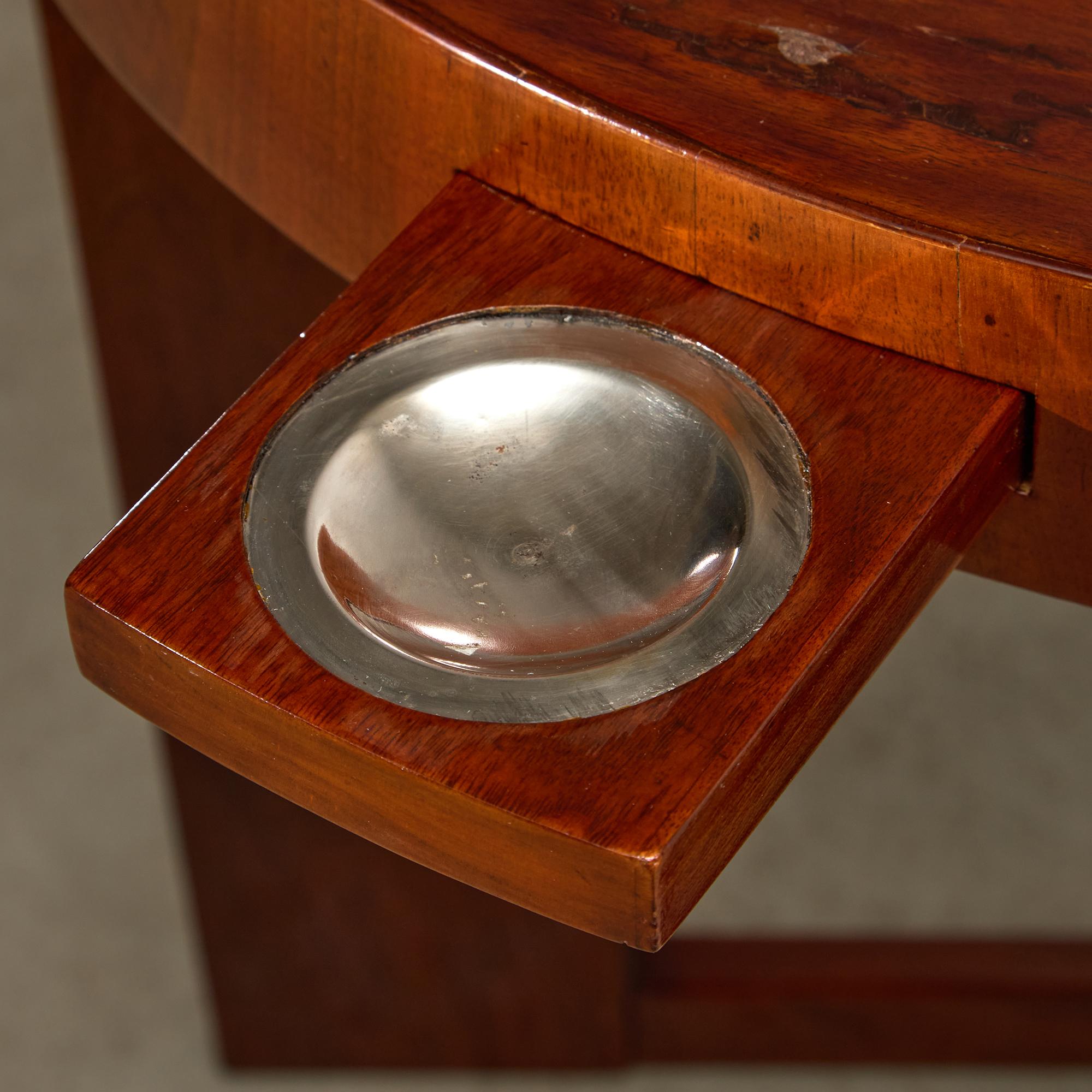 Art Deco Teak Round Table with Pull-Out Ashtray Tabs For Sale 9