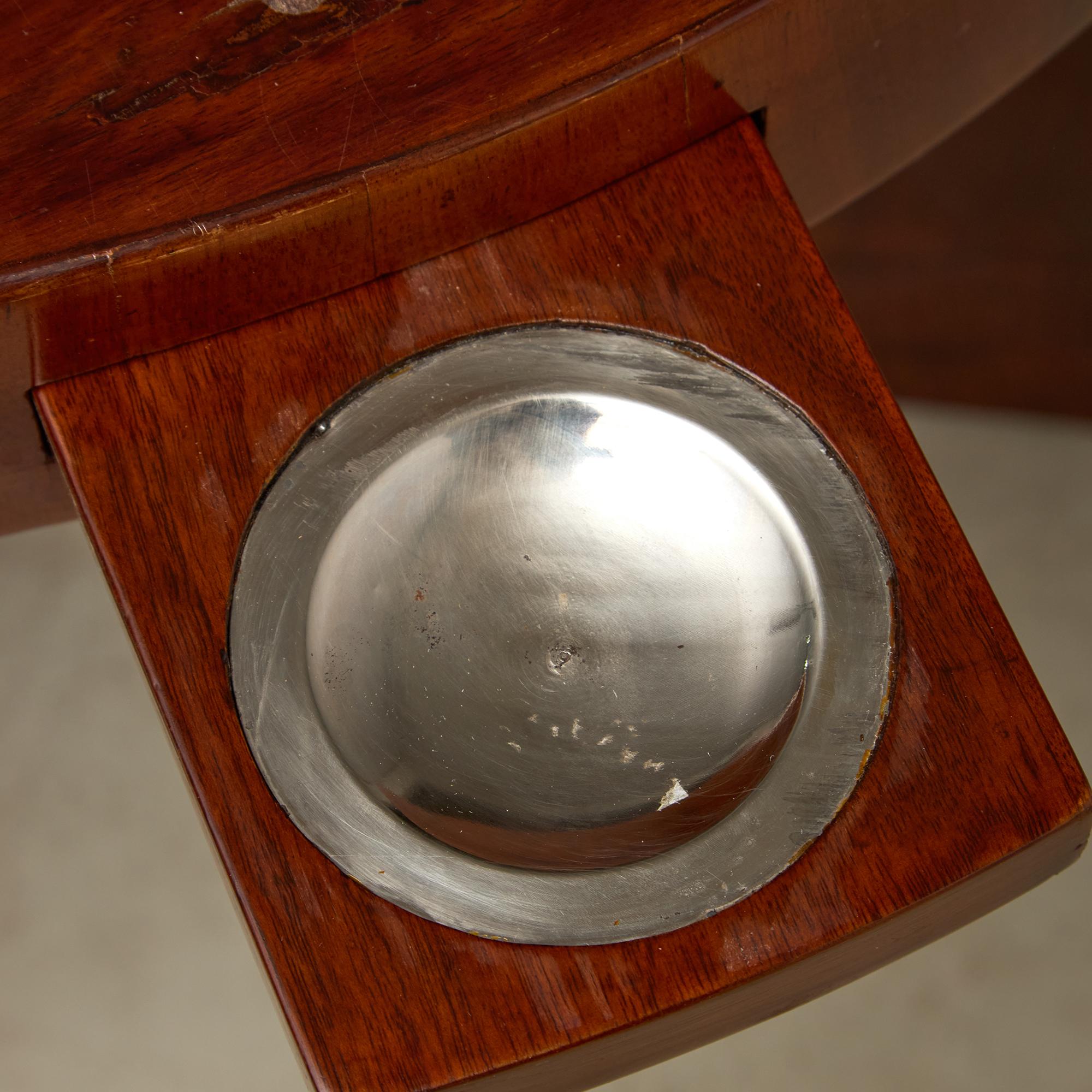 Art Deco Teak Round Table with Pull-Out Ashtray Tabs For Sale 12