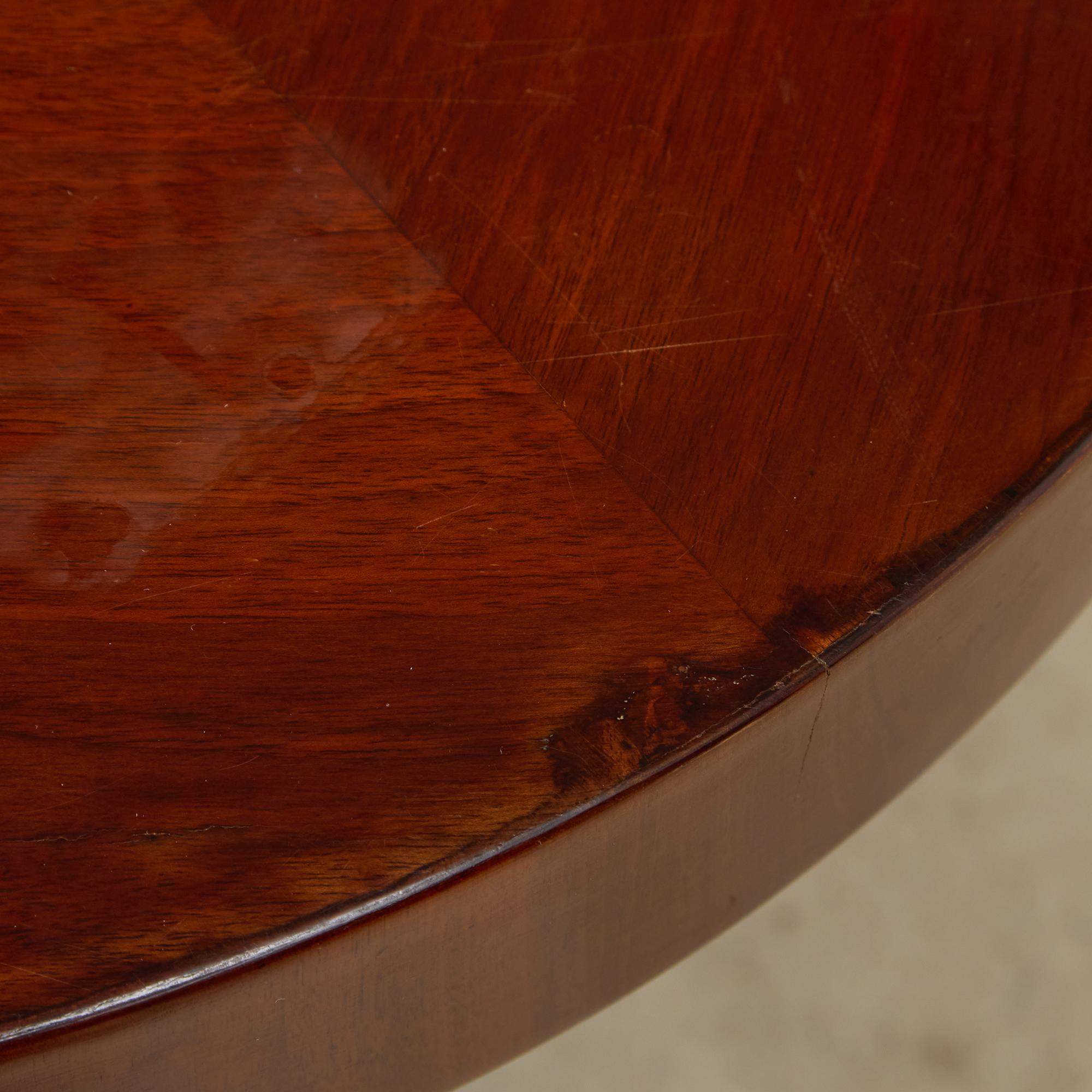 Art Deco Teak Round Table with Pull-Out Ashtray Tabs For Sale 5