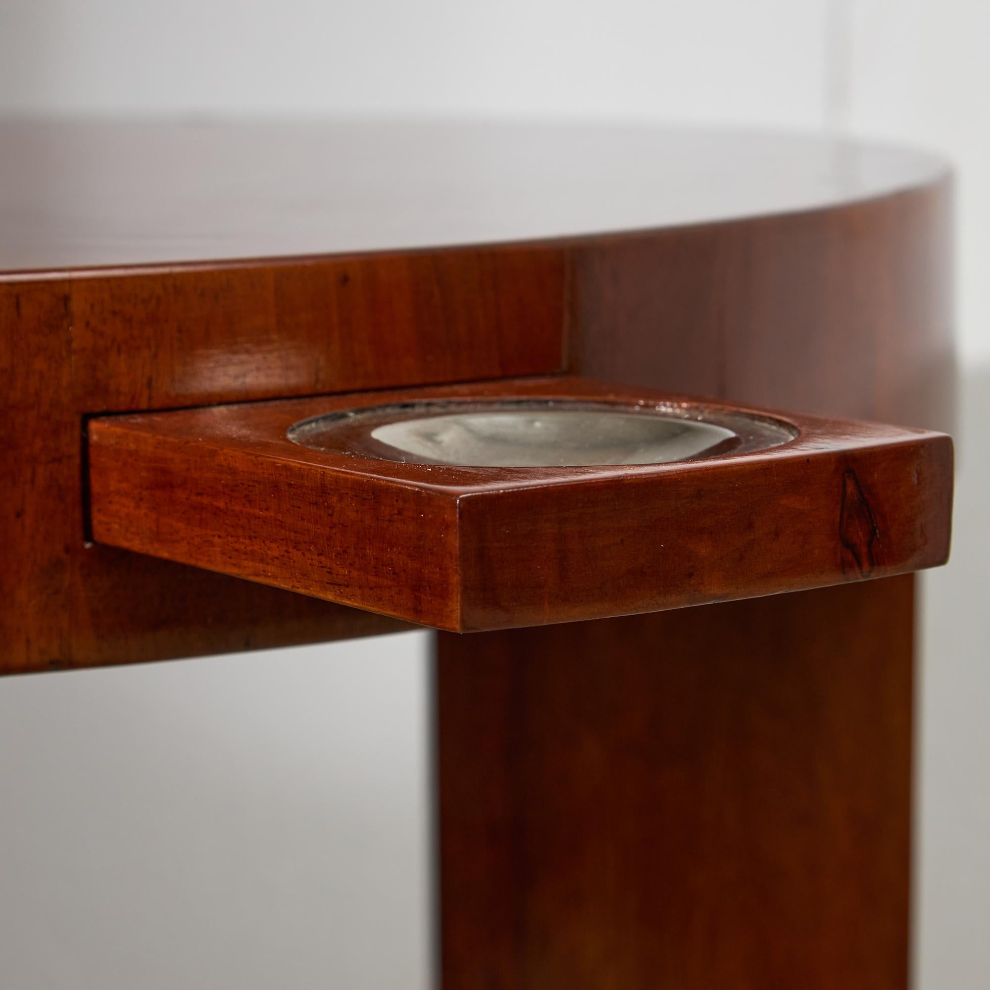 Art Deco Teak Round Table with Pull-Out Ashtray Tabs For Sale 5