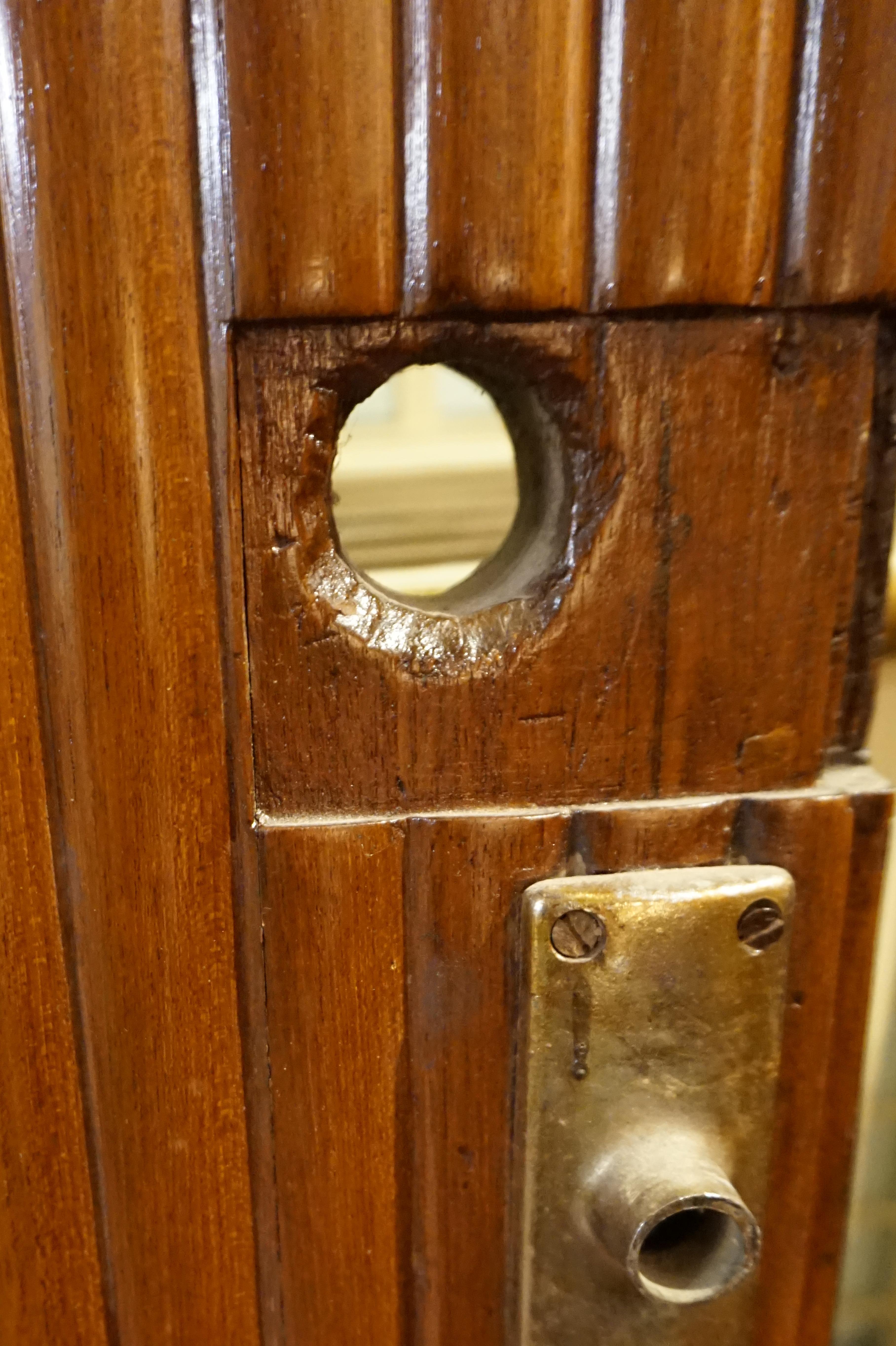 British Indian Ocean Territory Art Deco Teak Ship Porthole Carved Door