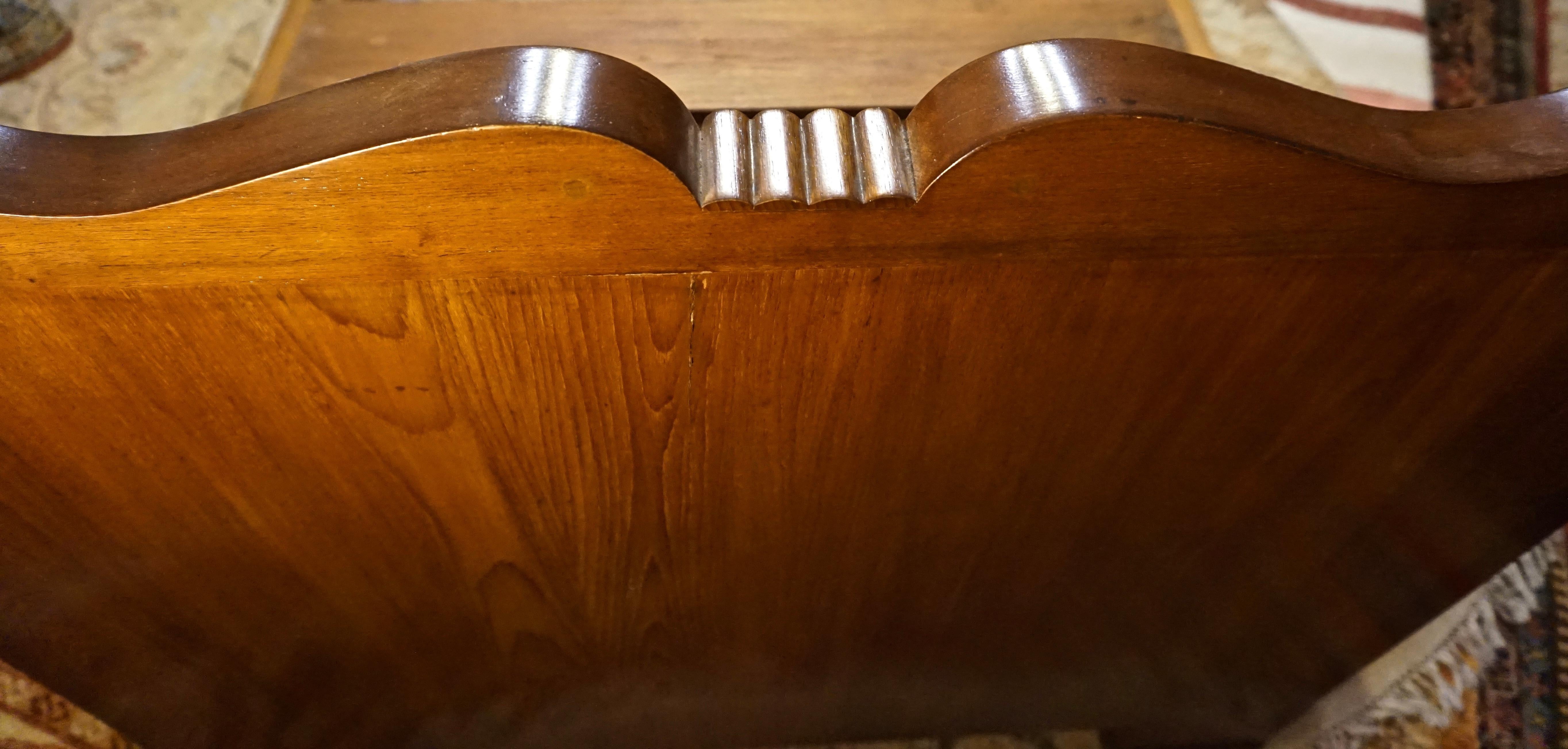 Art Deco Teak Single Bed Daybed Tulip Motif with Teak Slats In Good Condition In Vancouver, British Columbia