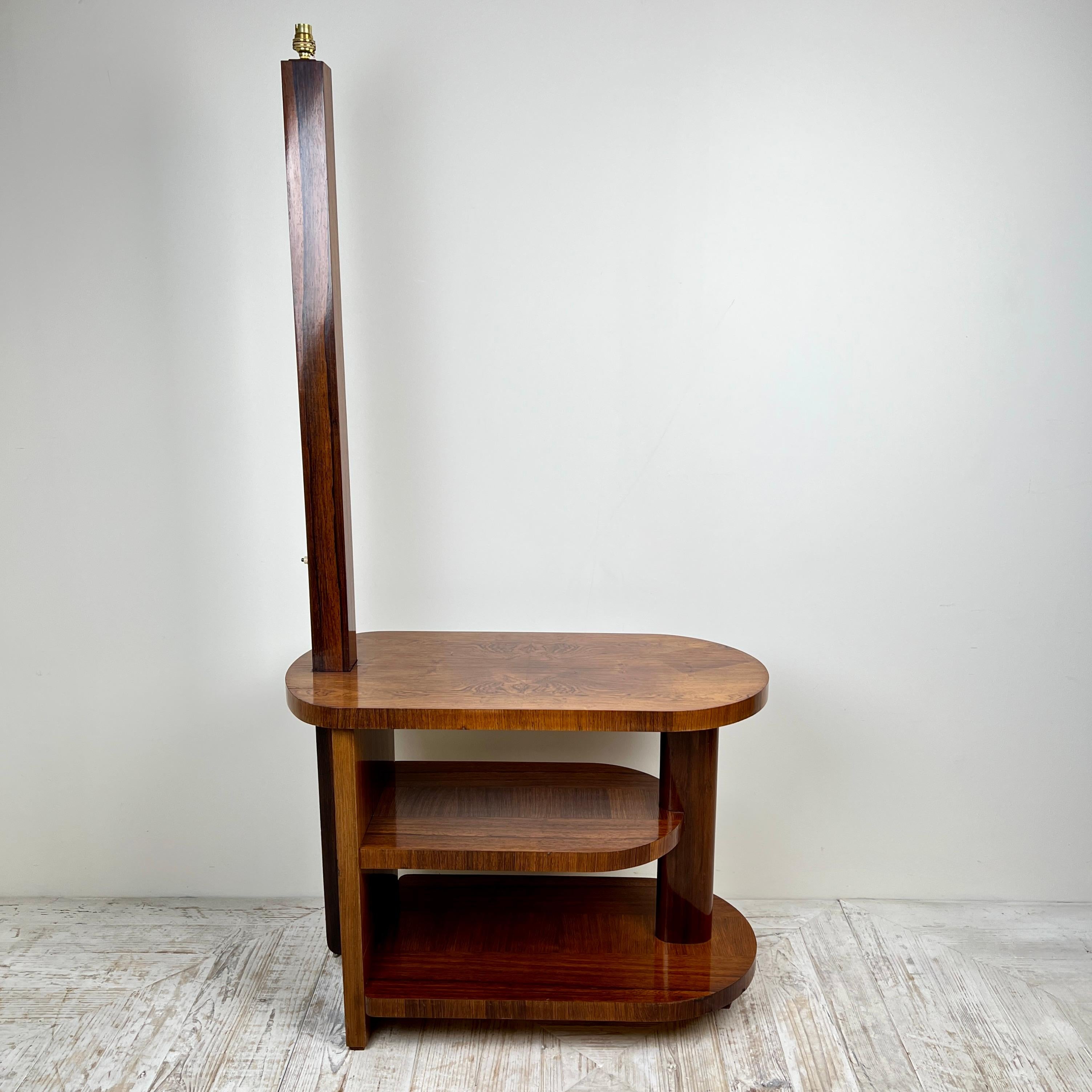 Art Deco Teak Standard Lamp Table In Good Condition For Sale In London, GB