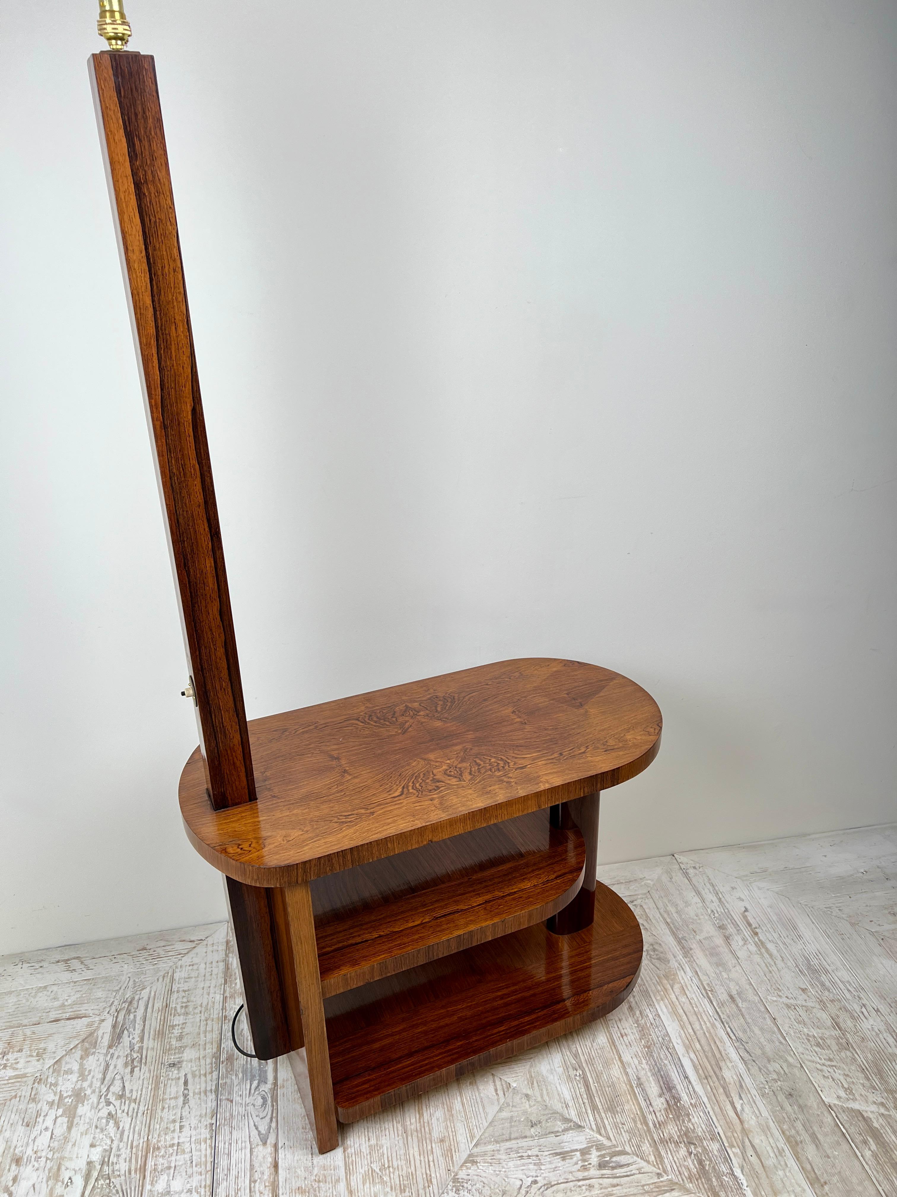 Mid-20th Century Art Deco Teak Standard Lamp Table For Sale