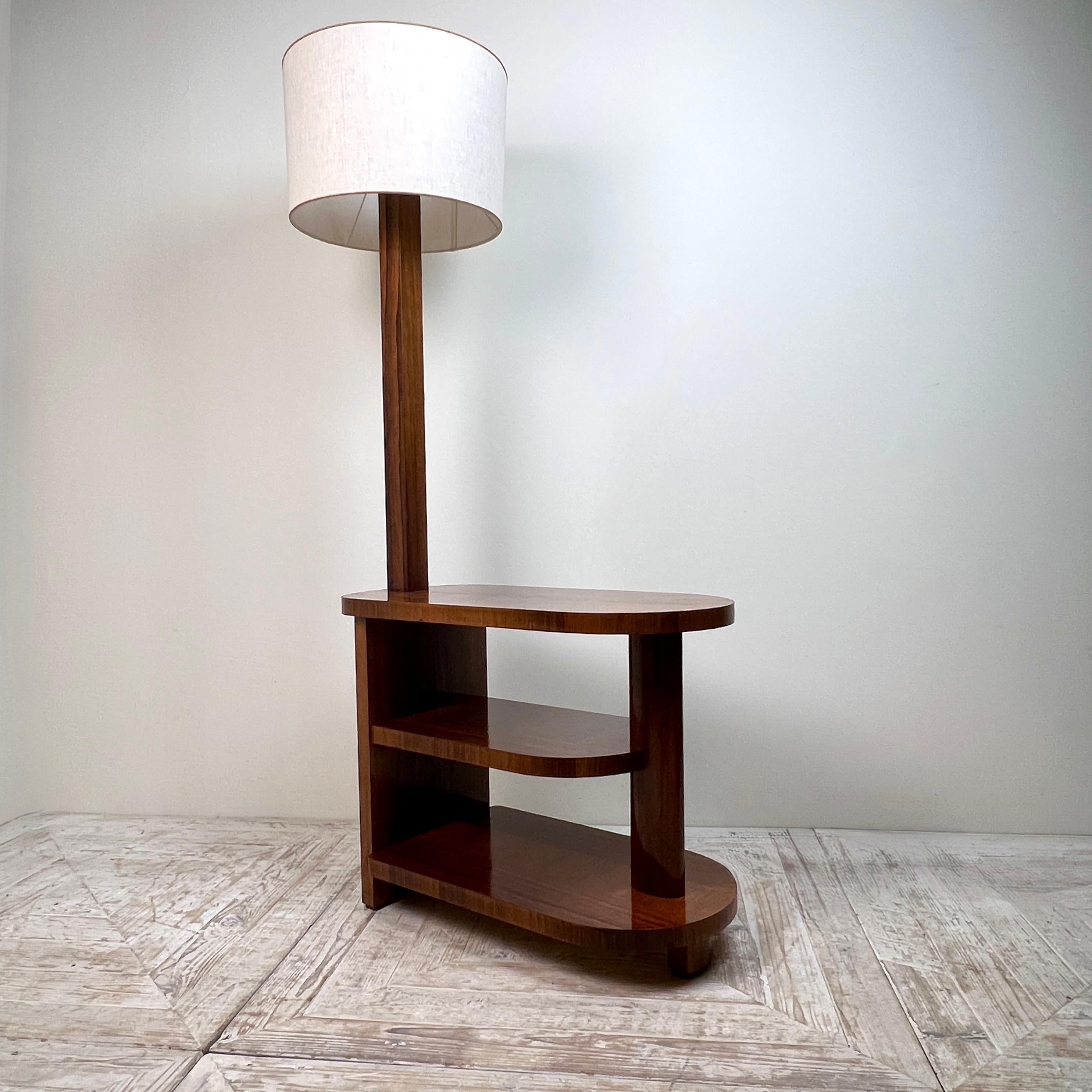 Art Deco Teak Standard Lamp Table For Sale 1