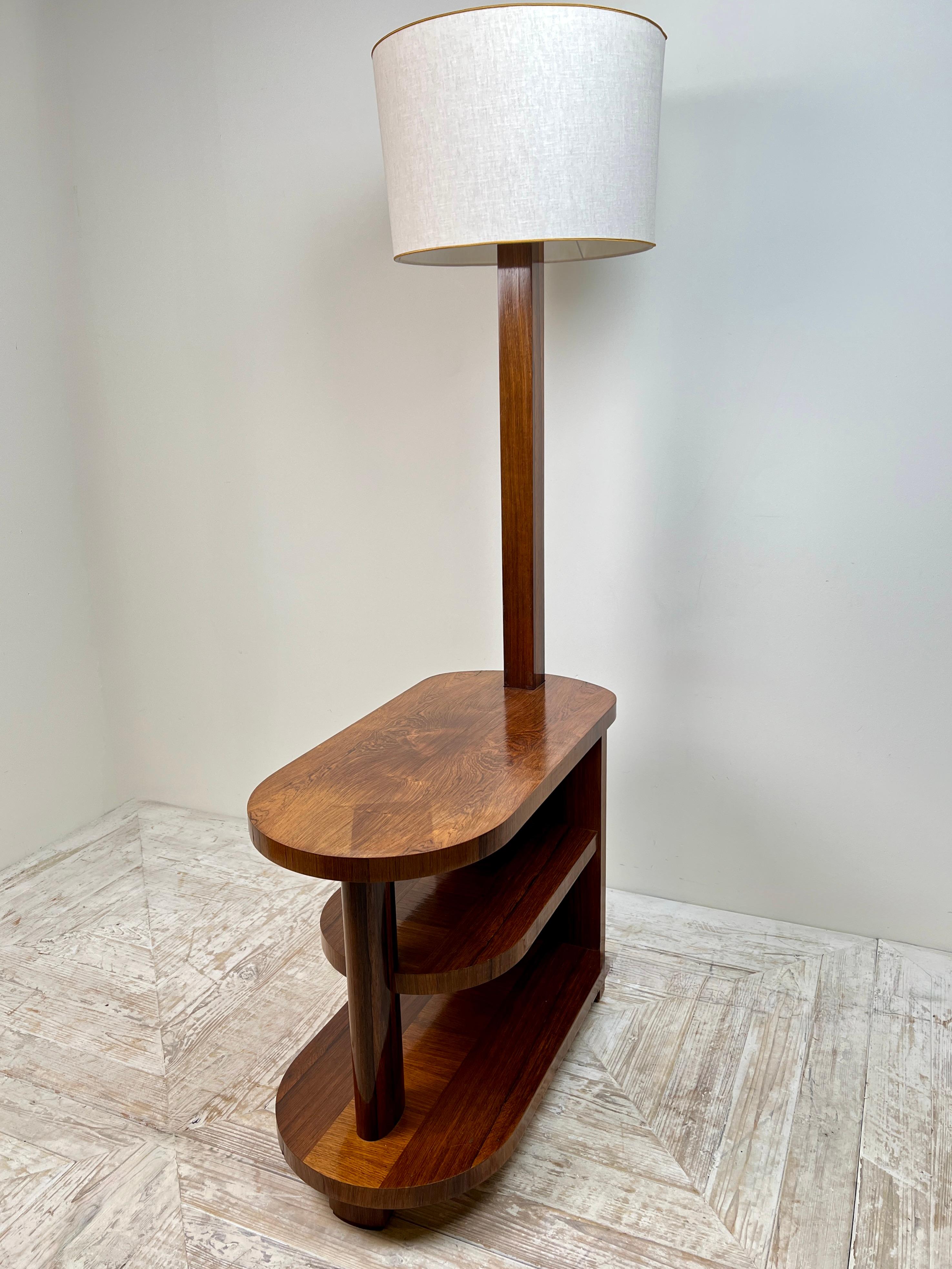 Art Deco Teak Standard Lamp Table For Sale 2