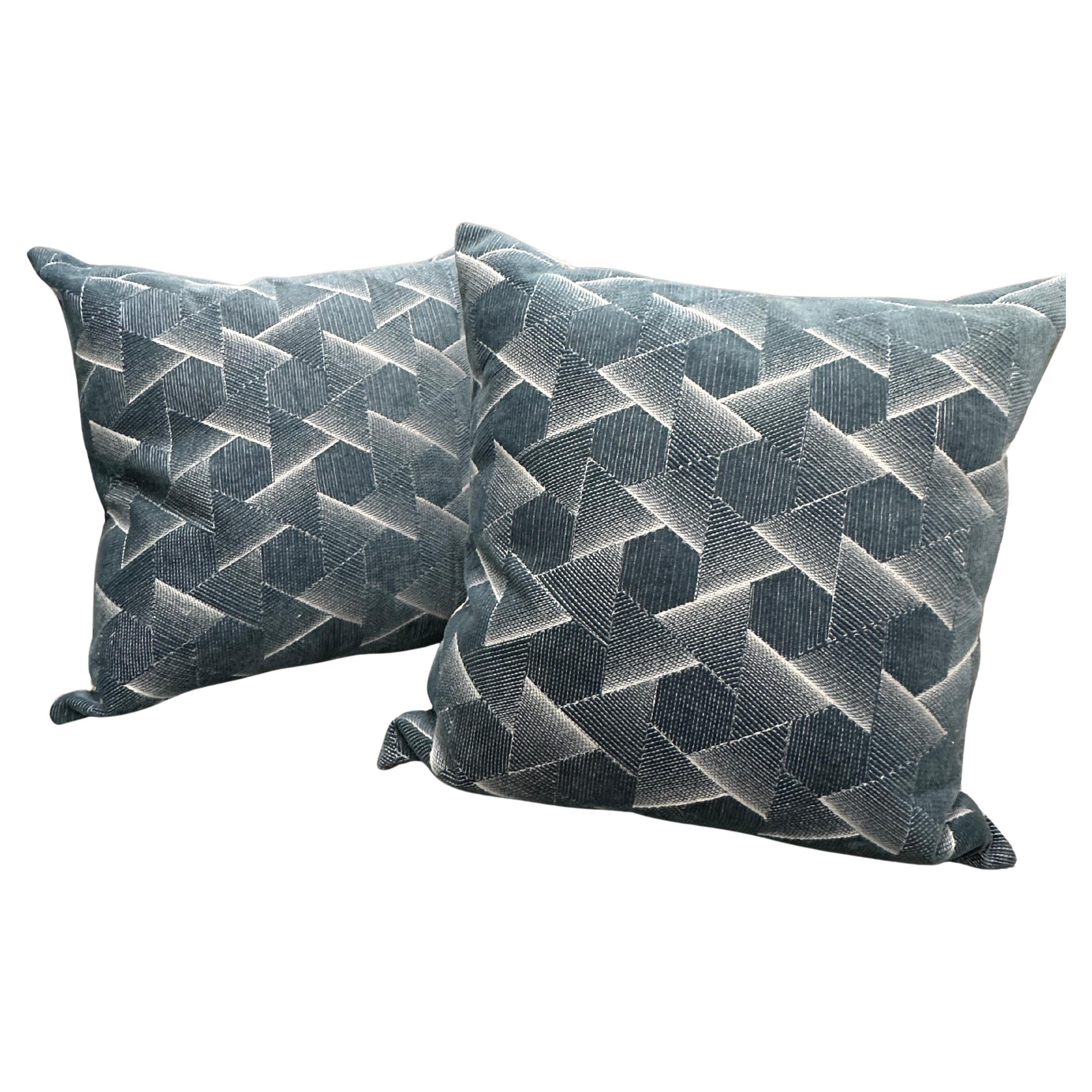 Art Deco Teal Blue Geometric Throw Pillow