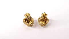 Art Deco Tear Drop Costume Crystal 18k Gold Plated Braided Clip On Earrings