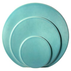 Art Deco Teil Aqua Circle Disc Vase by TAC Trenton Potteries