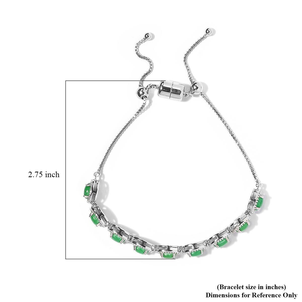 Art Deco Tennis Bracelet 925 Sterling Silver Green Jade Bracelet For Women In New Condition For Sale In New York, NY