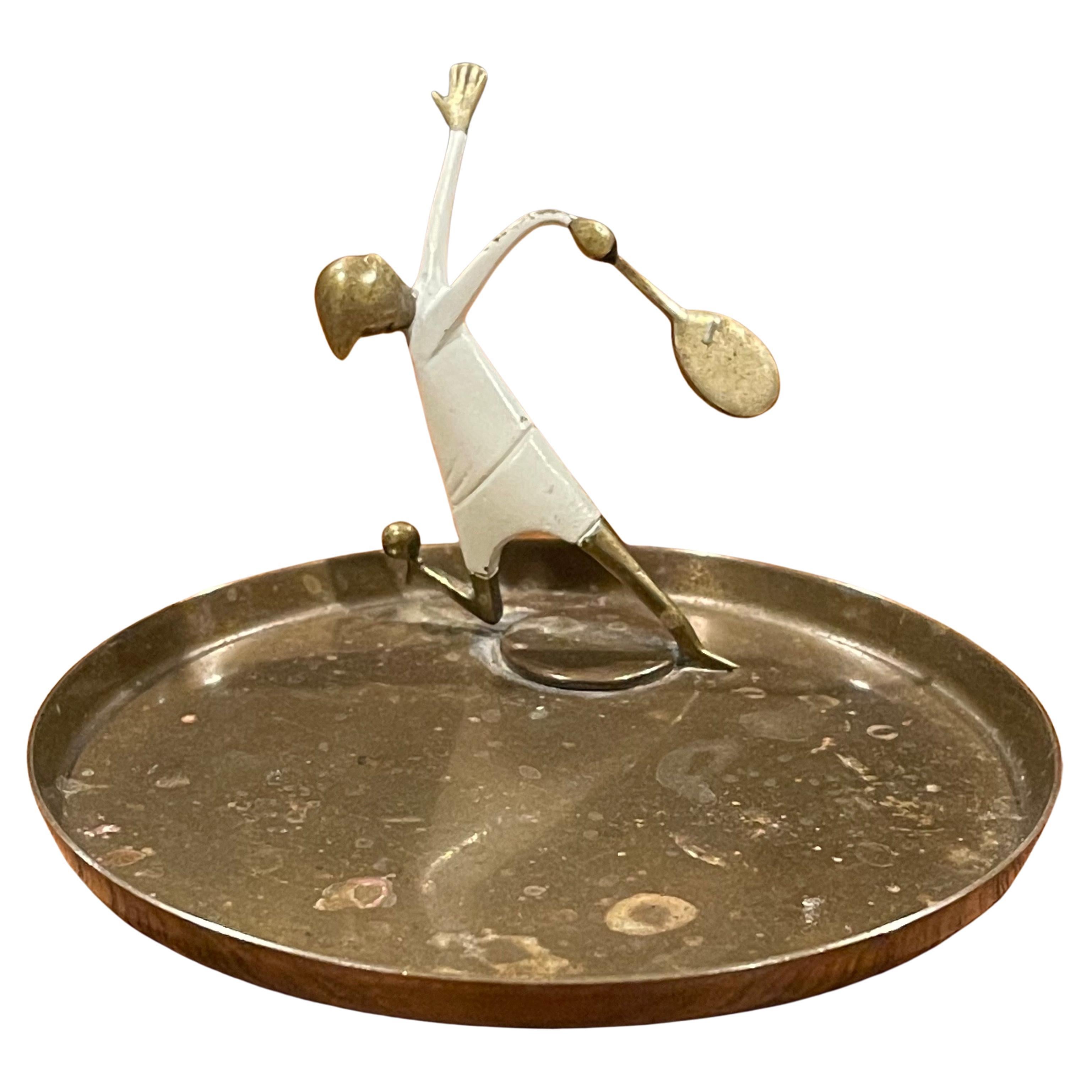 Art Deco Tennis Player Trinket Dish in Brass by Karl Hagenauer