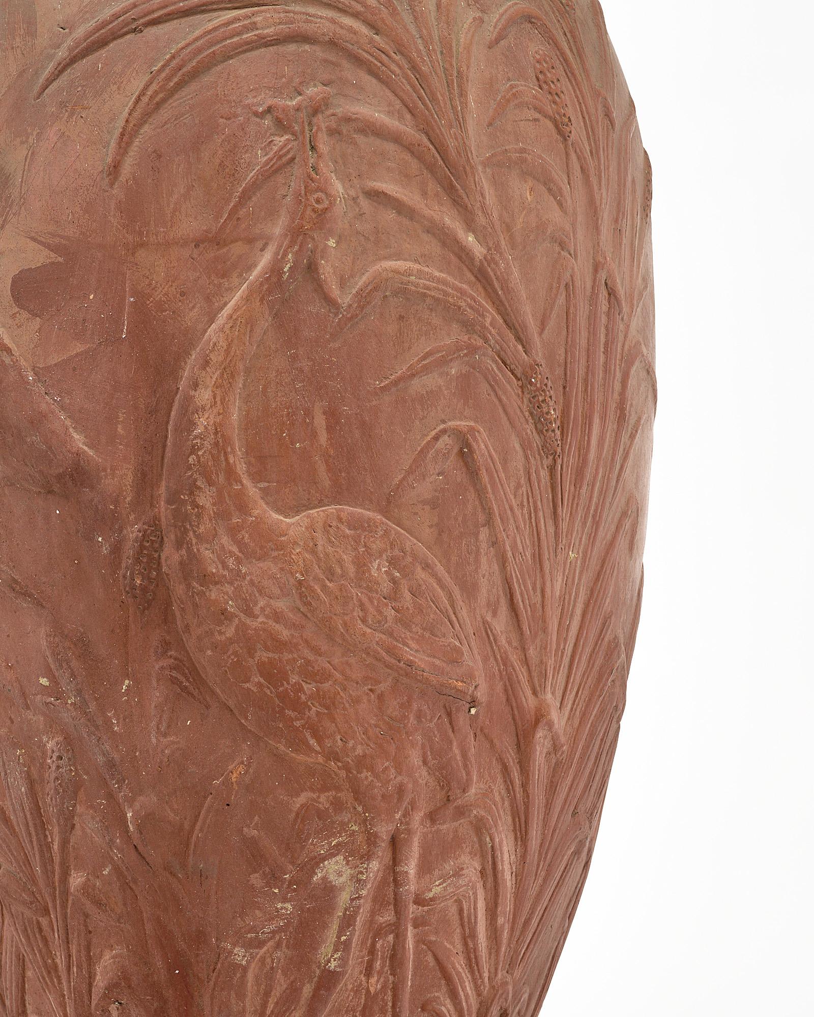 French Art Deco Terra Cotta Vase in the Manner of Jean Dunand For Sale