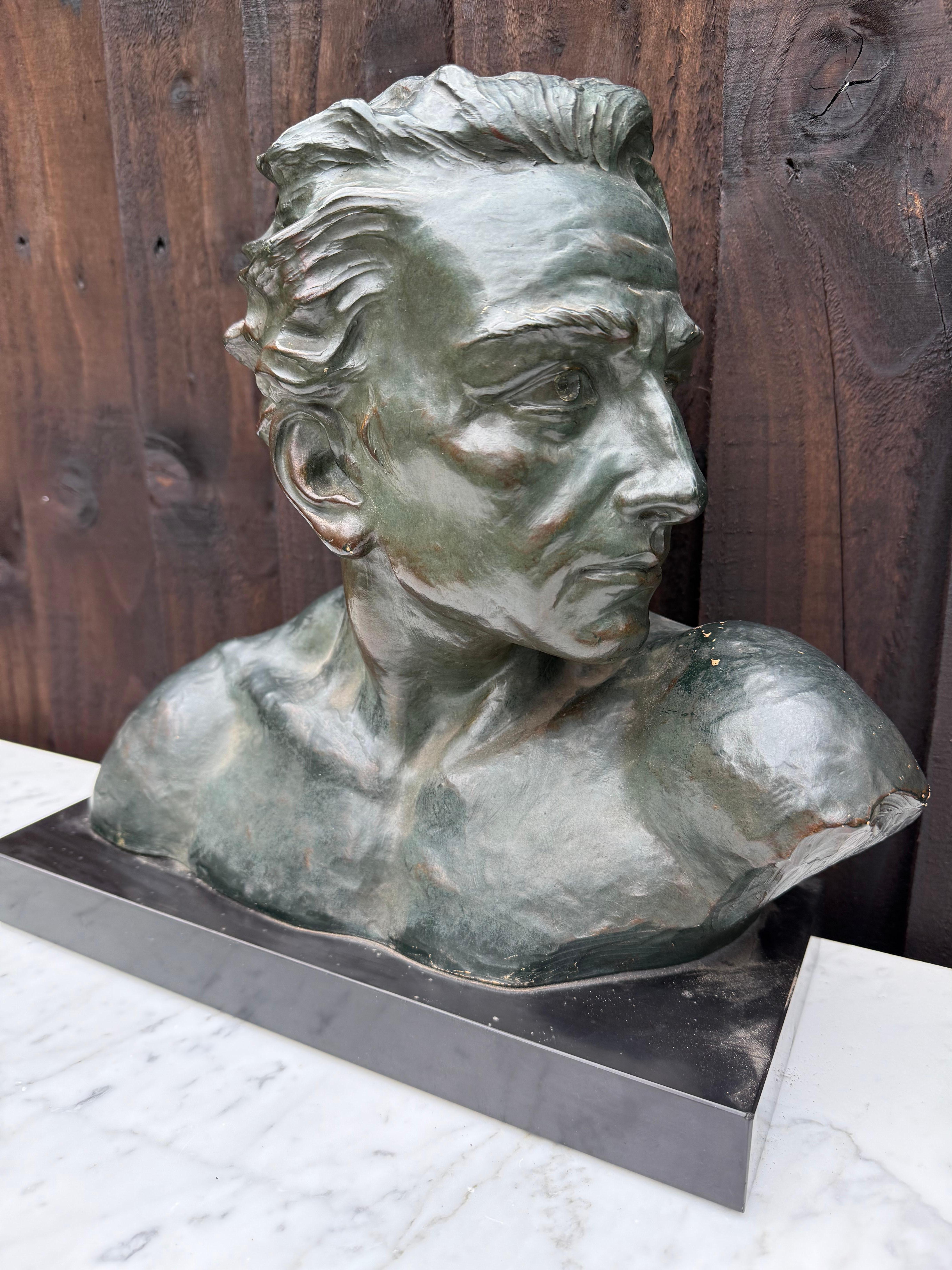 Belgian Art Deco terracotta bust of a man , J Dommisse