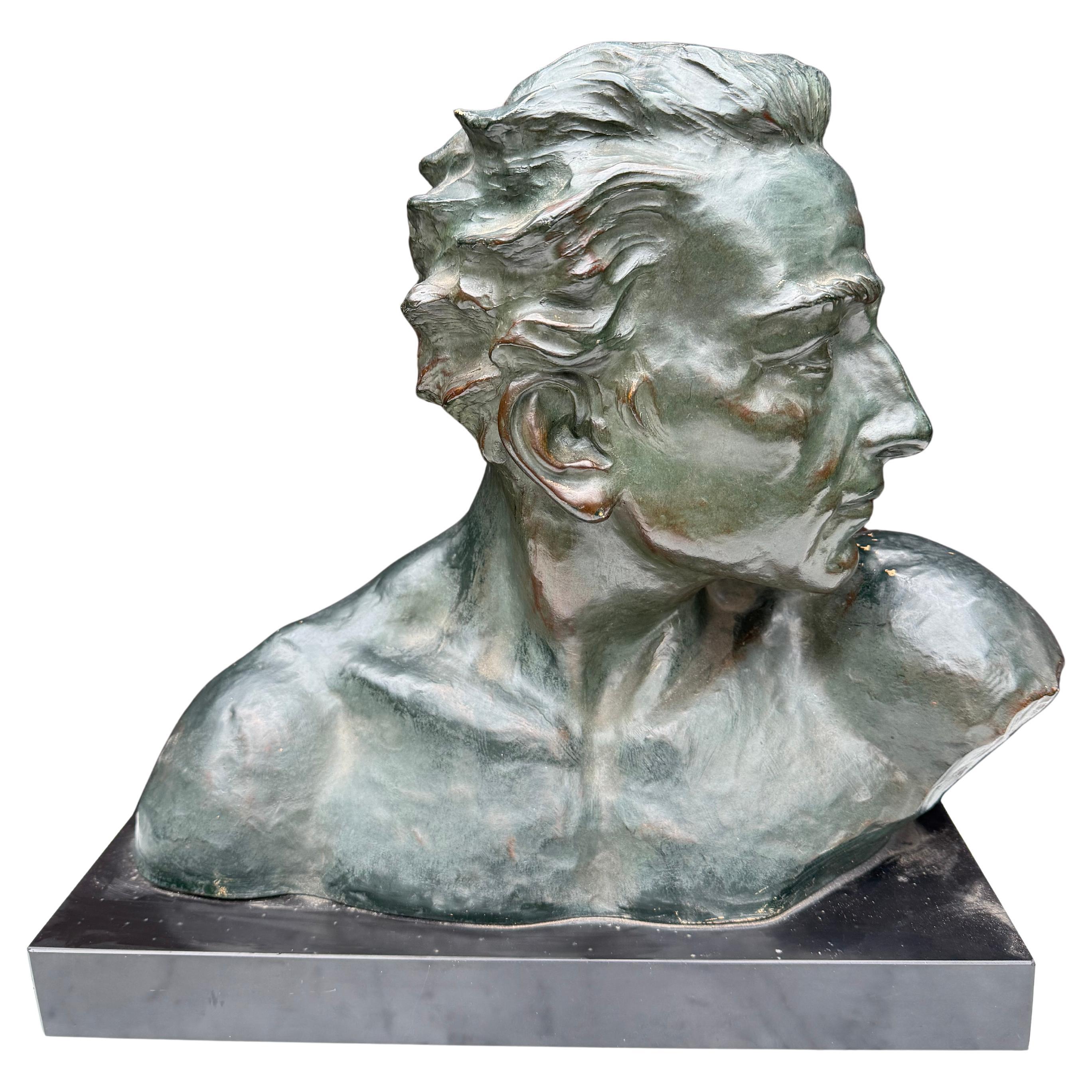 Art Deco terracotta bust of a man , J Dommisse