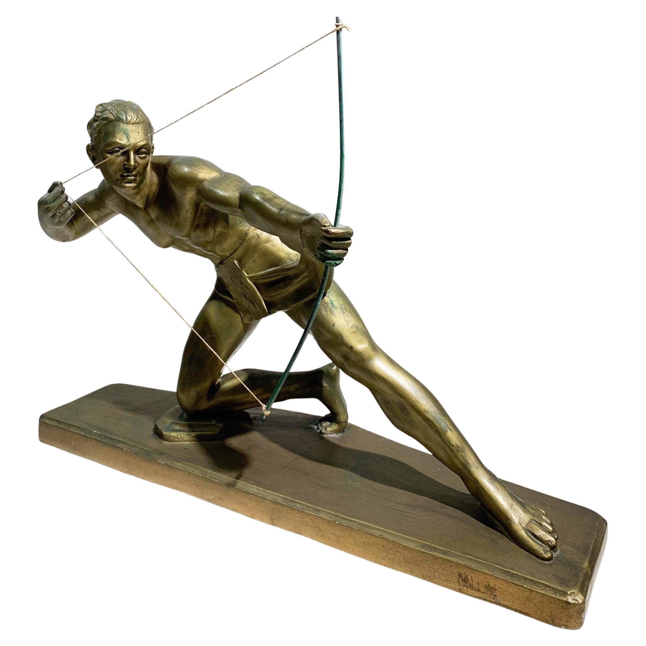 Art Deco Terracotta Metal Patinated Sculpture Engraved "MAF" and numbered 306