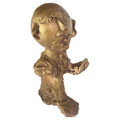 Sculpture Art Déco en terre cuite Couleur brune Double face France 1980 Signée