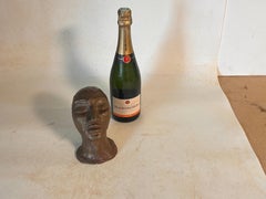 Art Deco Terracotta Sculpture BrownColor Woman Head France 1980 Signed