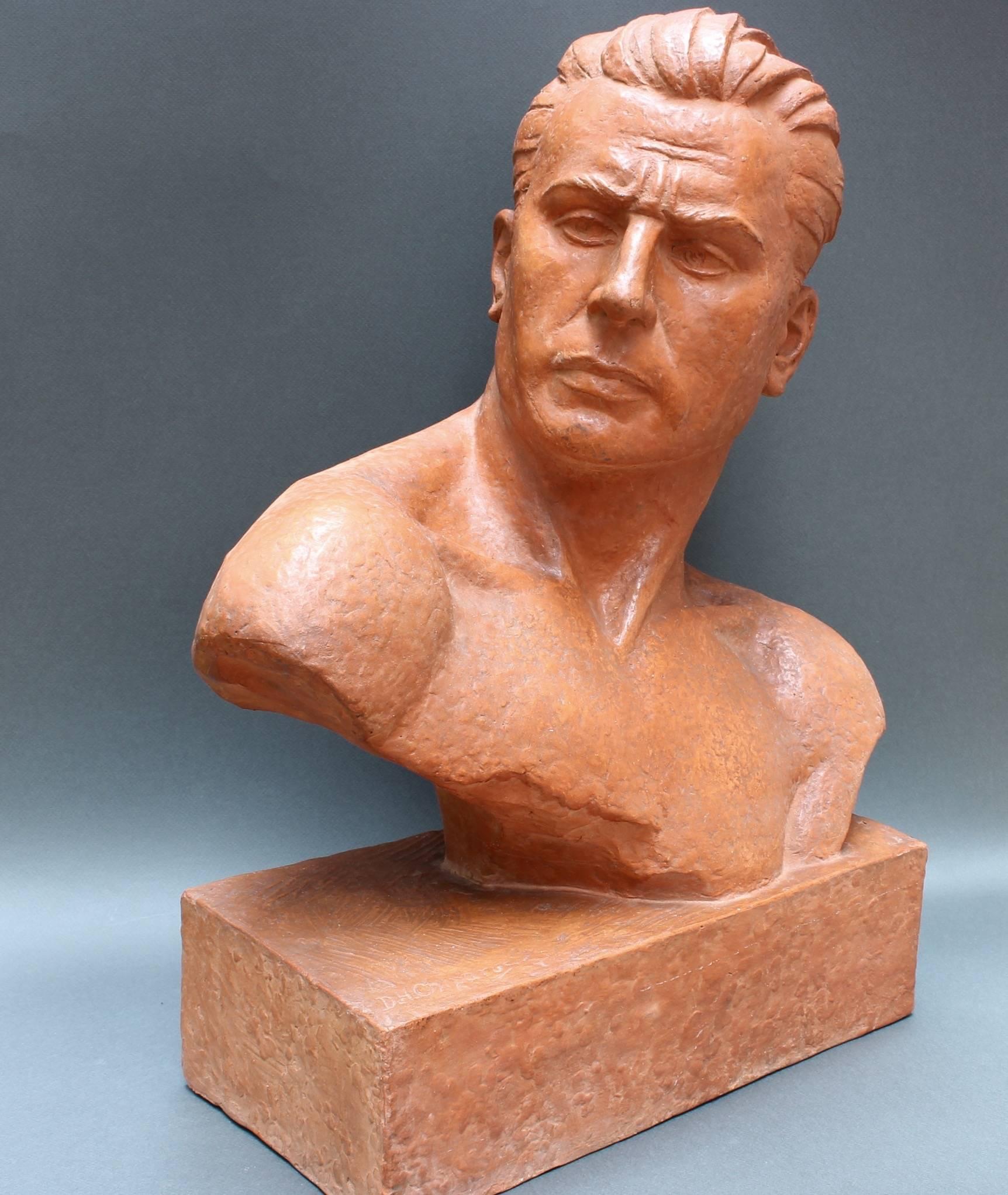 Art Deco Terracotta Sculpture Bust of Man by Demétre H. Chiparus, circa 1930s 2