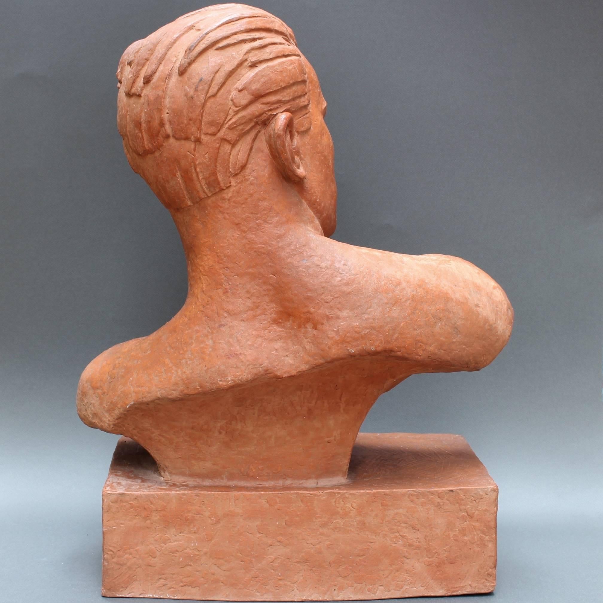 Art Deco Terracotta Sculpture Bust of Man by Demétre H. Chiparus, circa 1930s 3