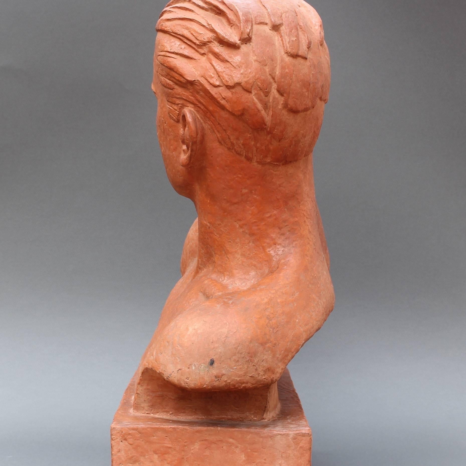 Art Deco Terracotta Sculpture Bust of Man by Demétre H. Chiparus, circa 1930s 4