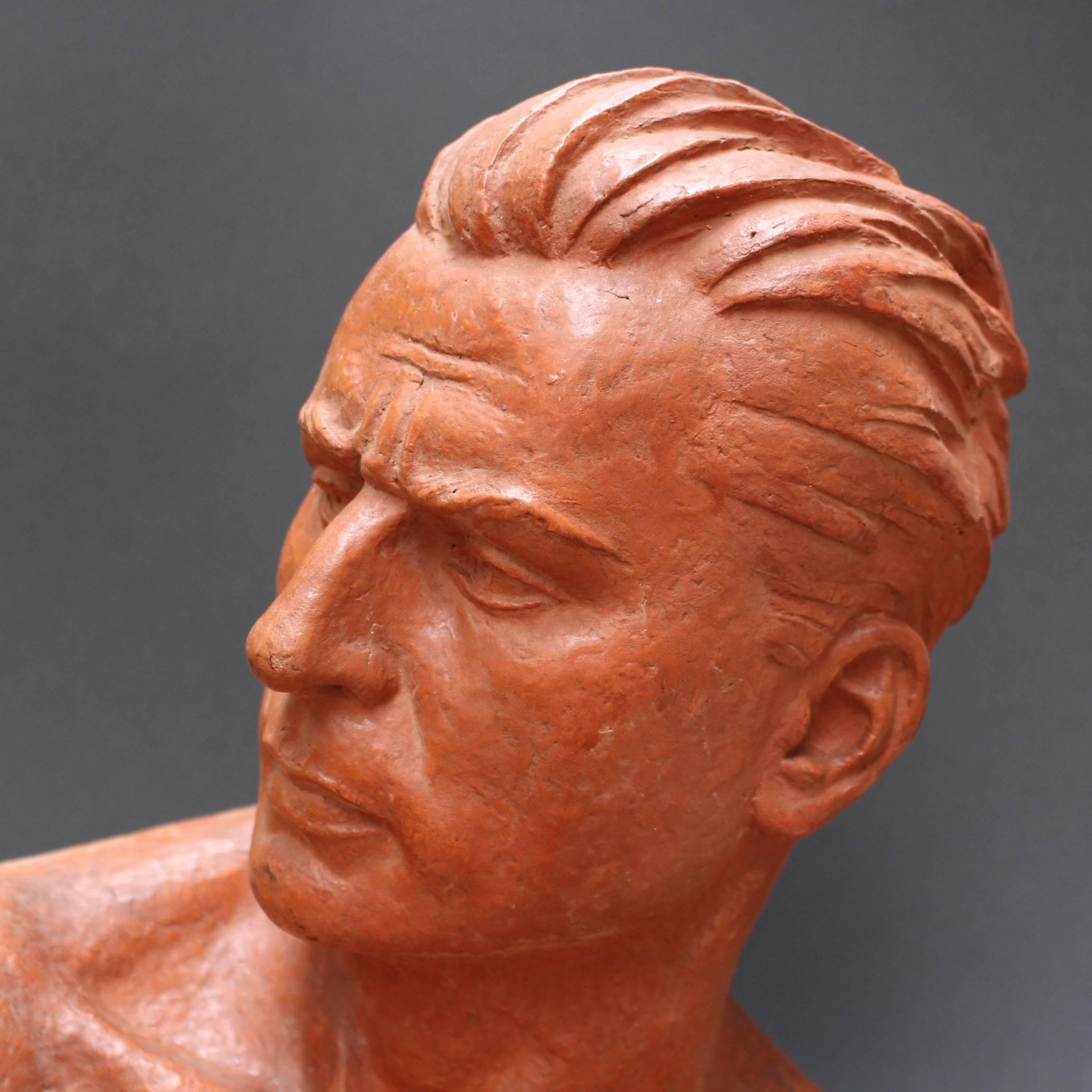 Art Deco Terracotta Sculpture Bust of Man by Demétre H. Chiparus, circa 1930s 6