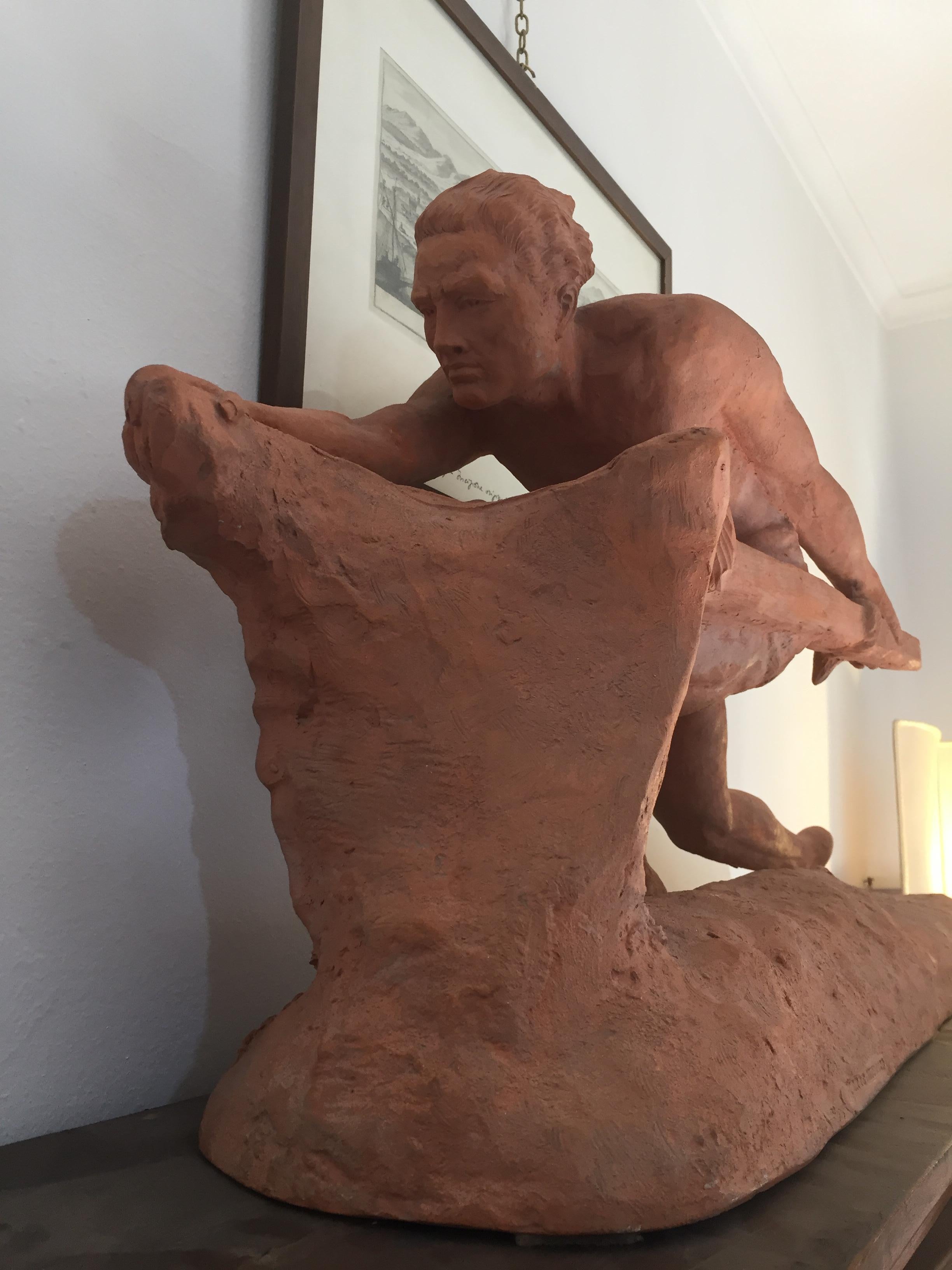 Sculpture en terre cuite Art déco Bon état à Palermo, IT