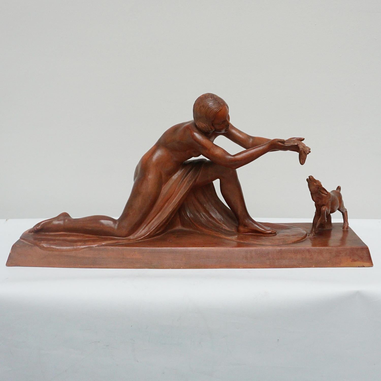 Art Deco Terracotta Sculpture of a Young Woman French Circa 1930 For Sale 5