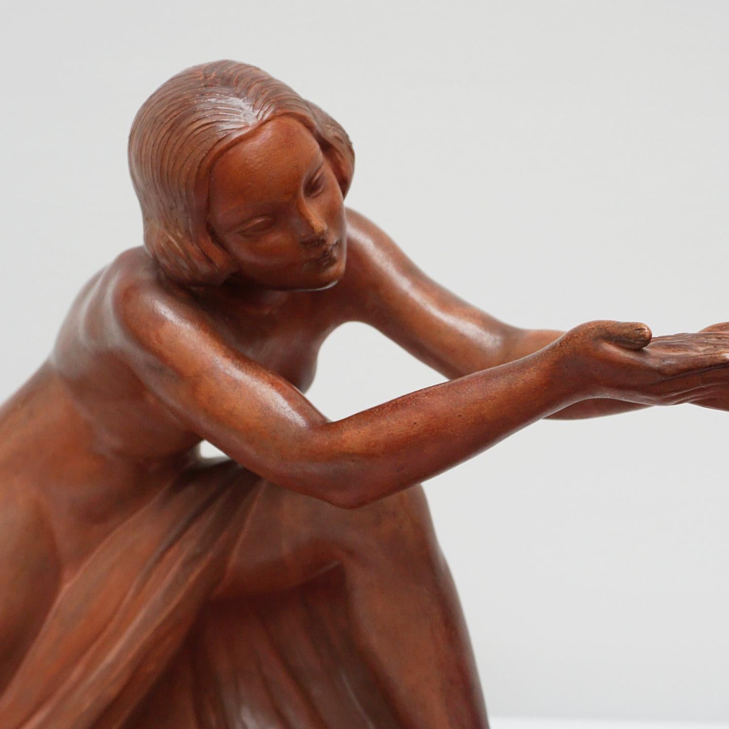 Art Deco Terracotta Sculpture of a Young Woman French Circa 1930 In Good Condition In Forest Row, East Sussex