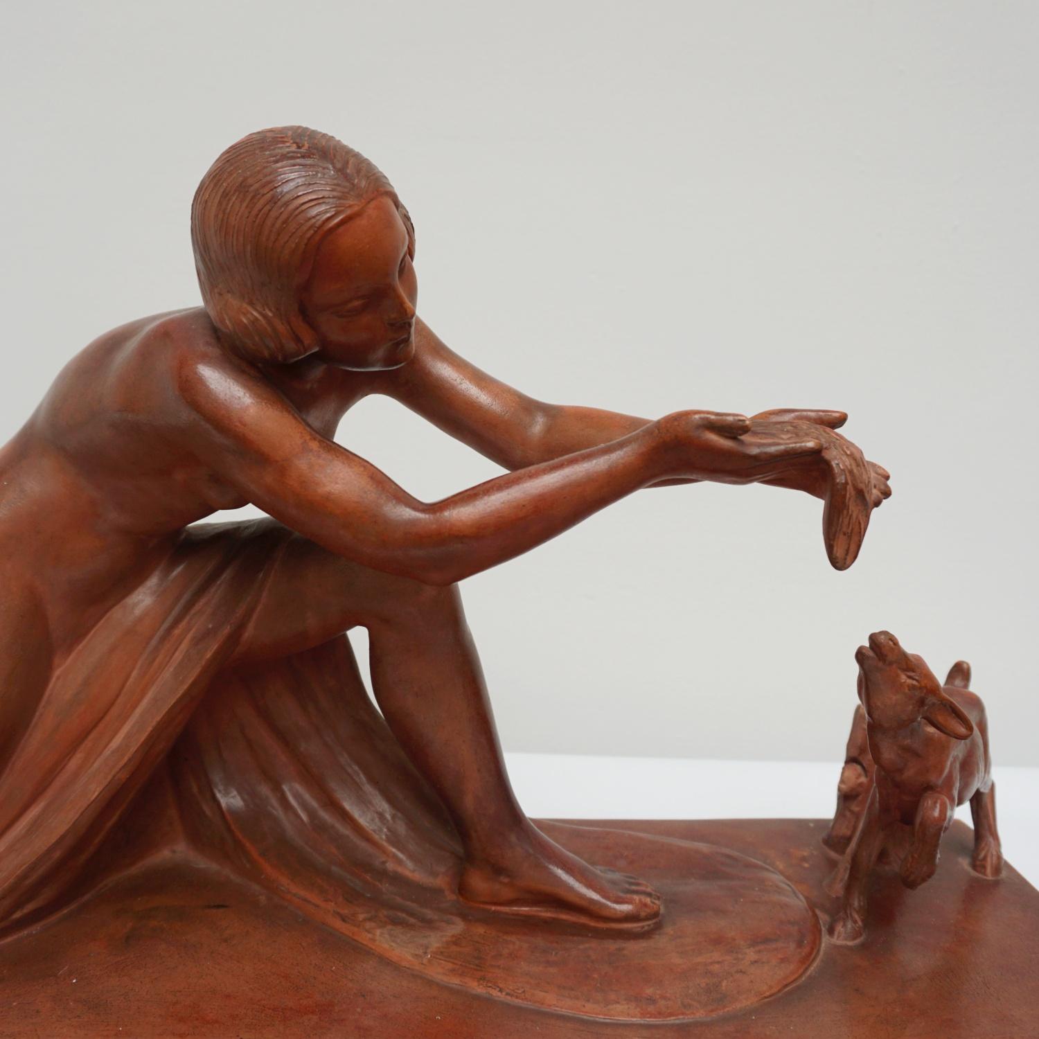 Art Deco Terracotta Sculpture of a Young Woman French Circa 1930 3