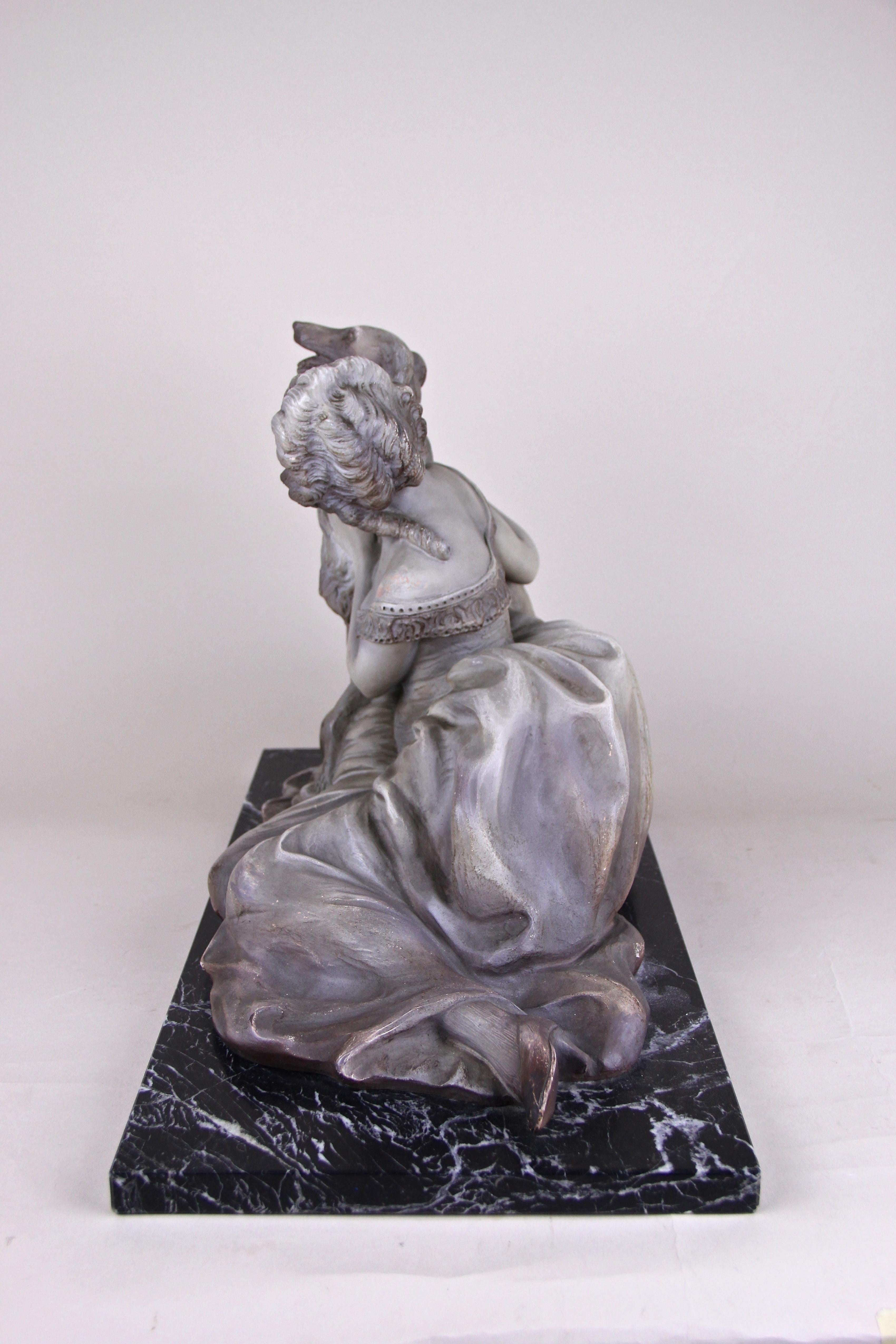 Art Deco Terracotta Sculpture on Black Marble Base, Signed, France, circa 1920 For Sale 8