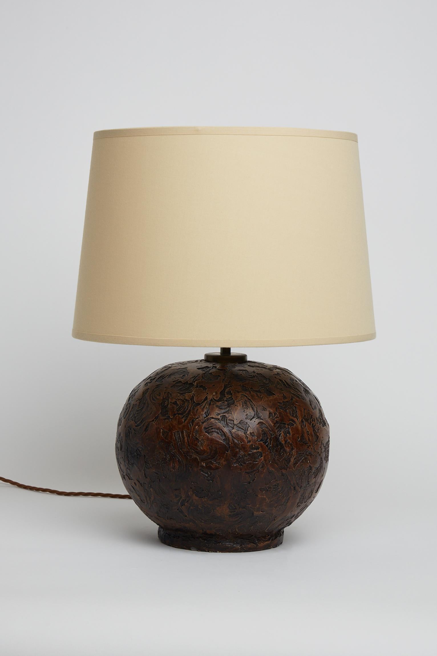 French Art Deco Textured Ceramic Table Lamp