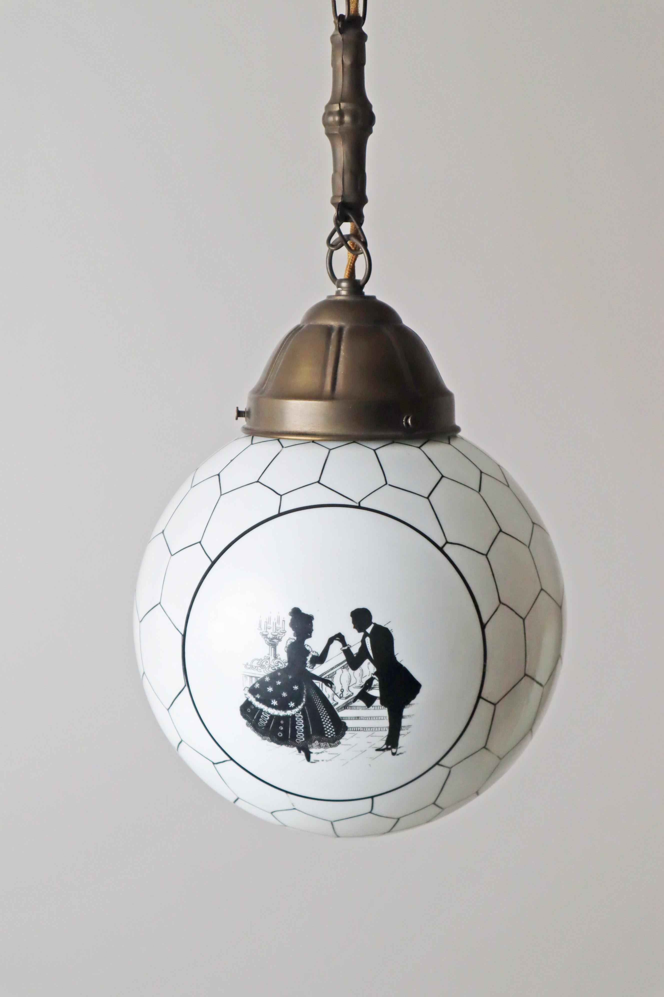 Art Deco Opal Glass Pendant Light, 