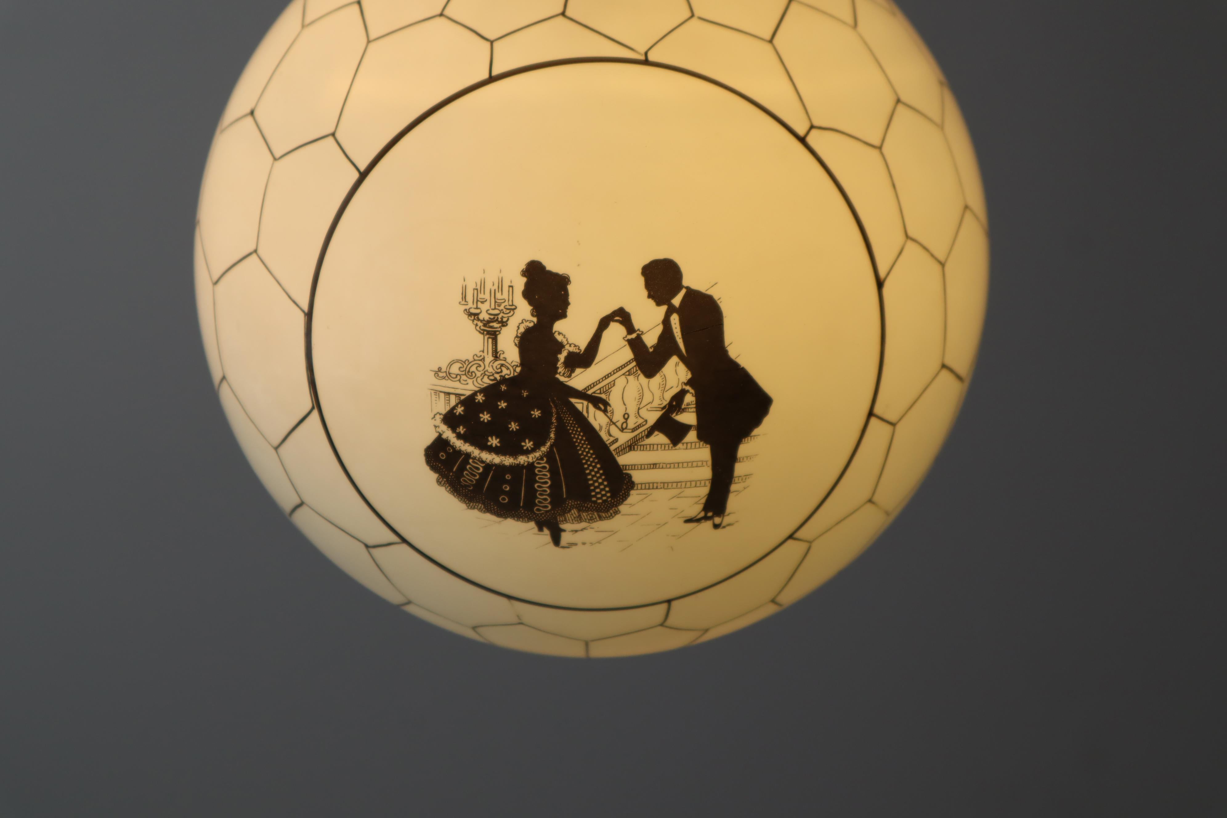 Art Deco Opal Glass Pendant Light, 