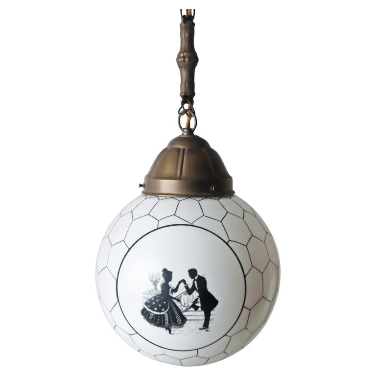 German opal glass pendant light, 1920s, offered by Der Werterhalter