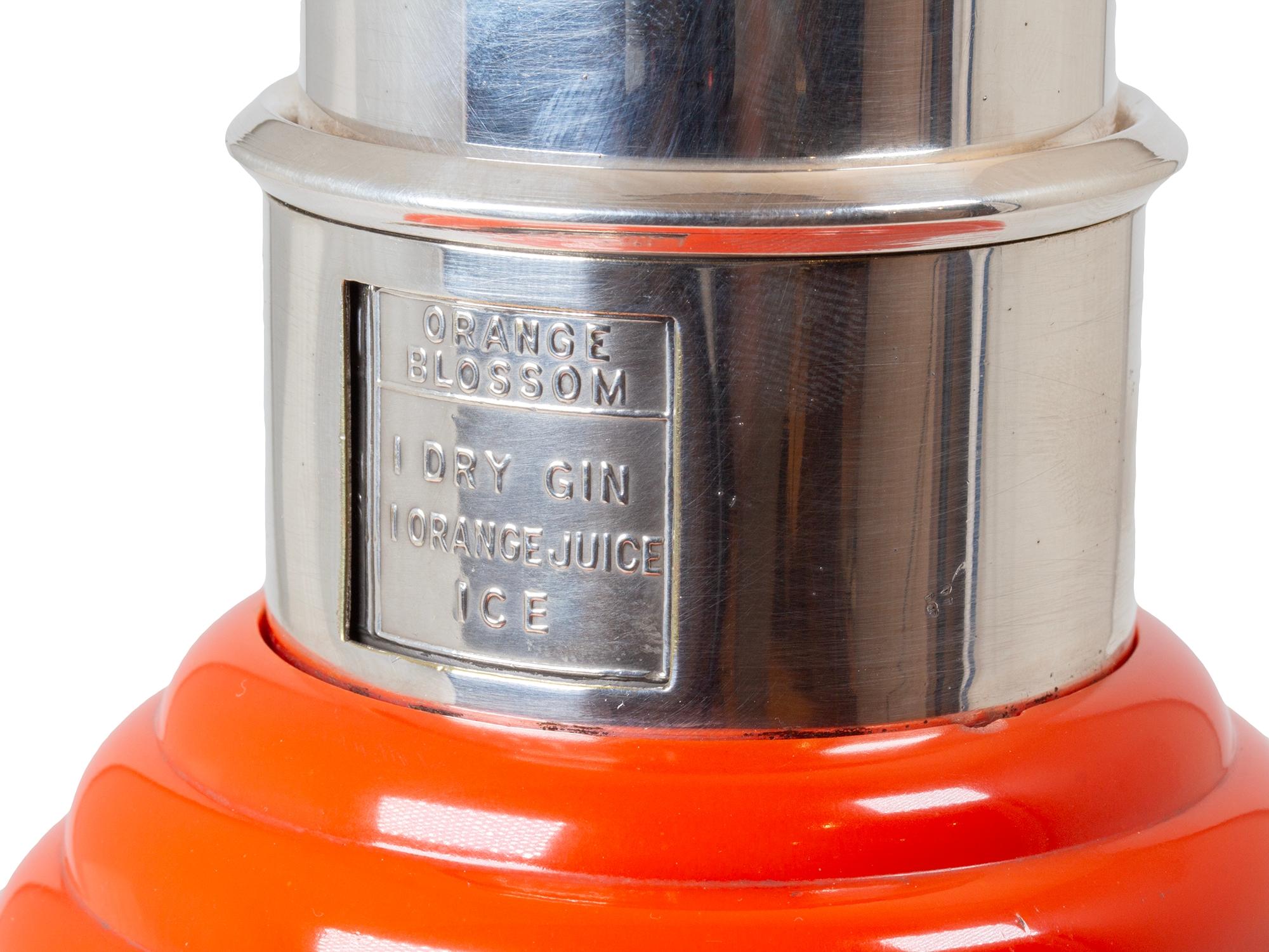 Art Deco The Master Incolor Orange Cocktail Shaker For Sale 4
