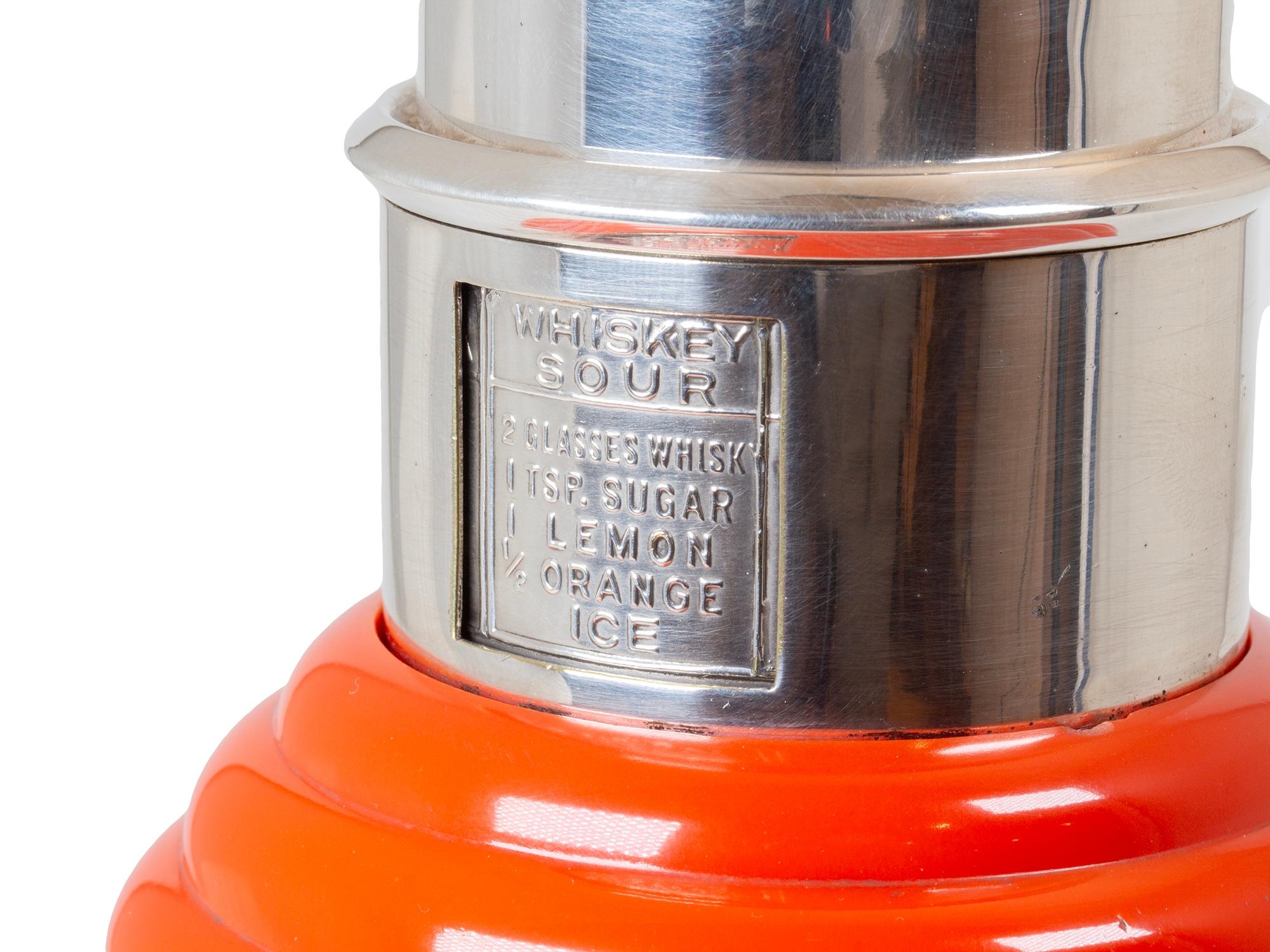 Art Deco The Master Incolor Orange Cocktail Shaker For Sale 6