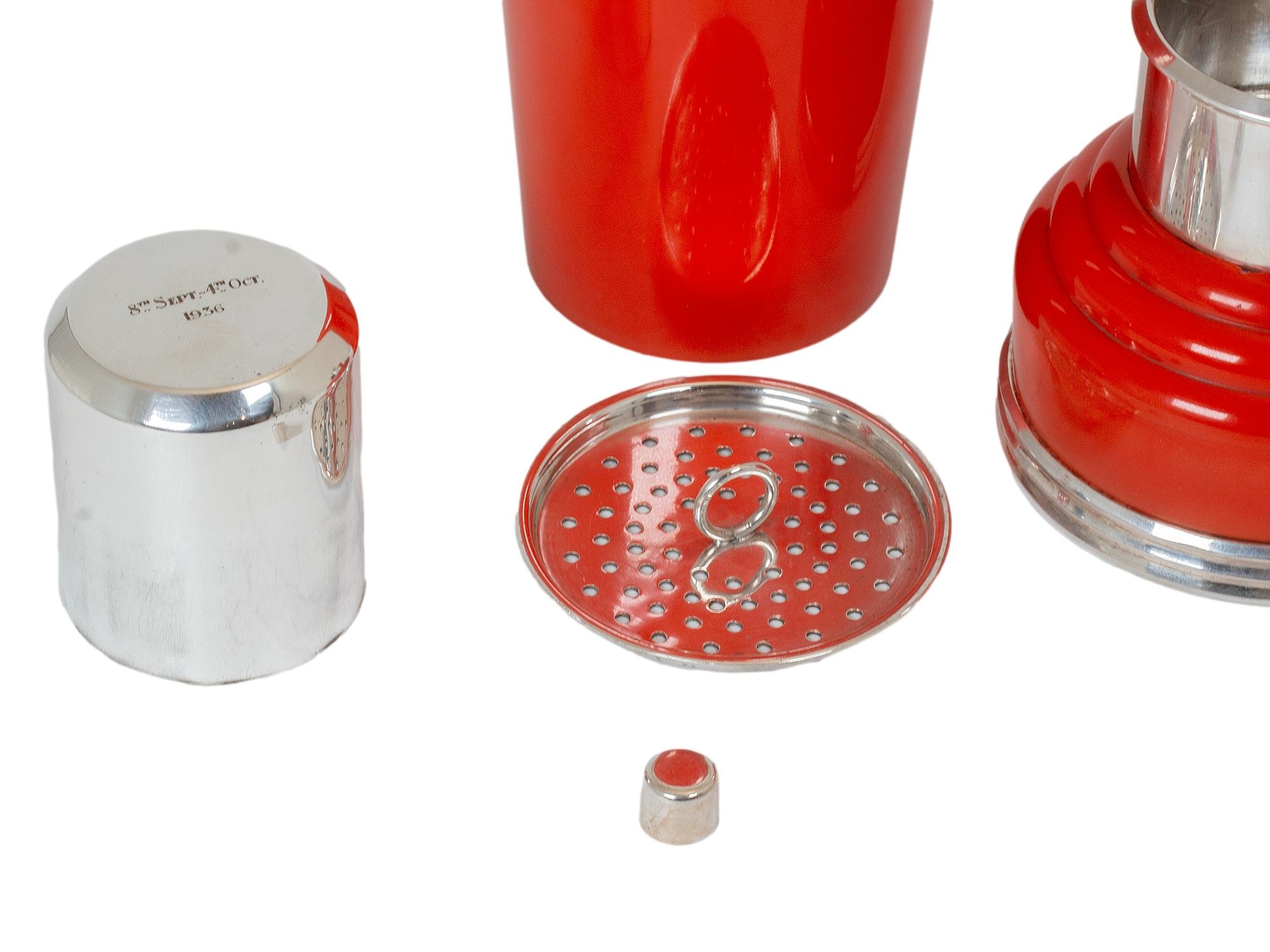 Art Deco The Master Incolor Orange Cocktail Shaker For Sale 8