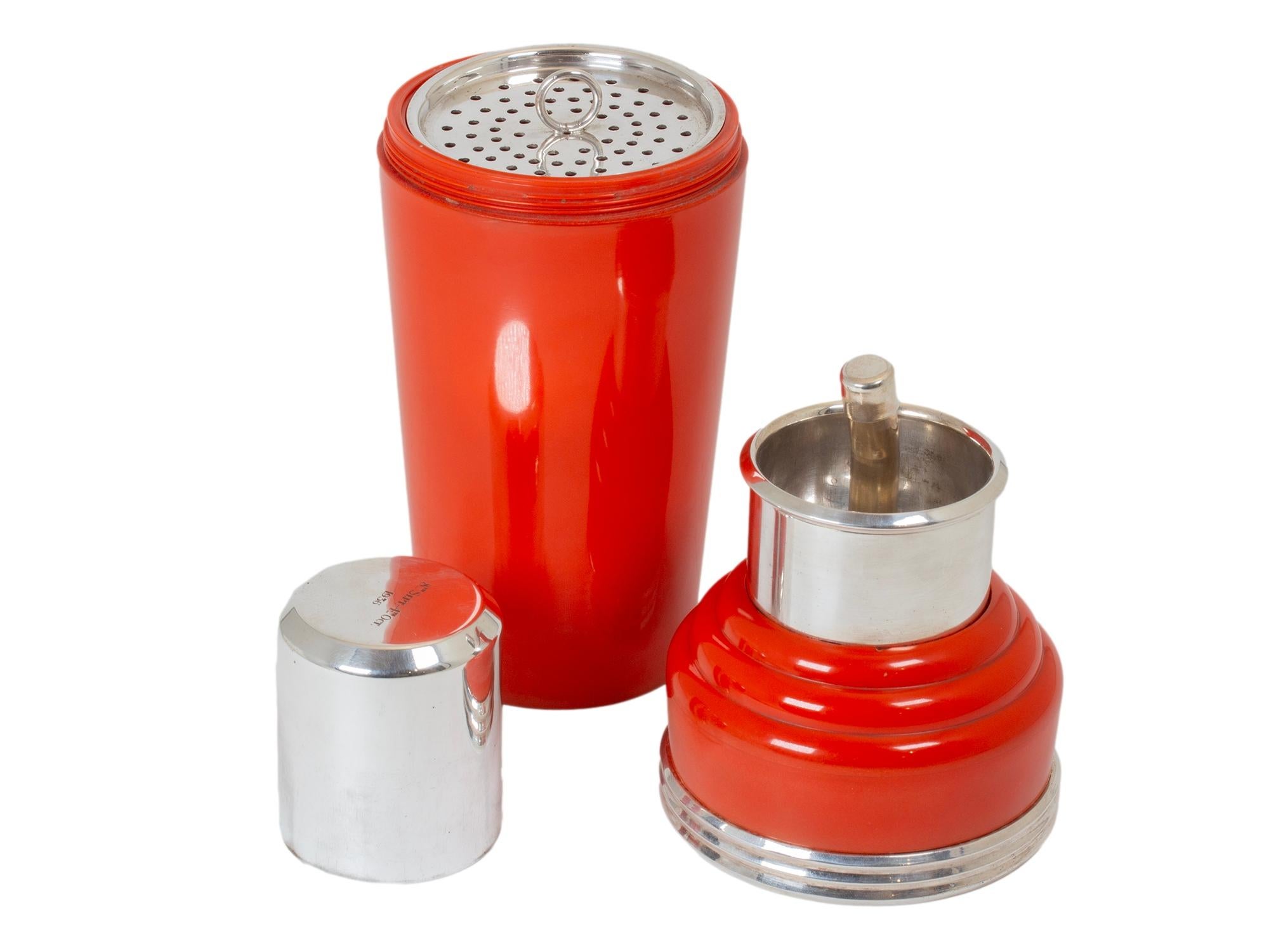Art Deco The Master Incolor Orange Cocktail Shaker For Sale 9