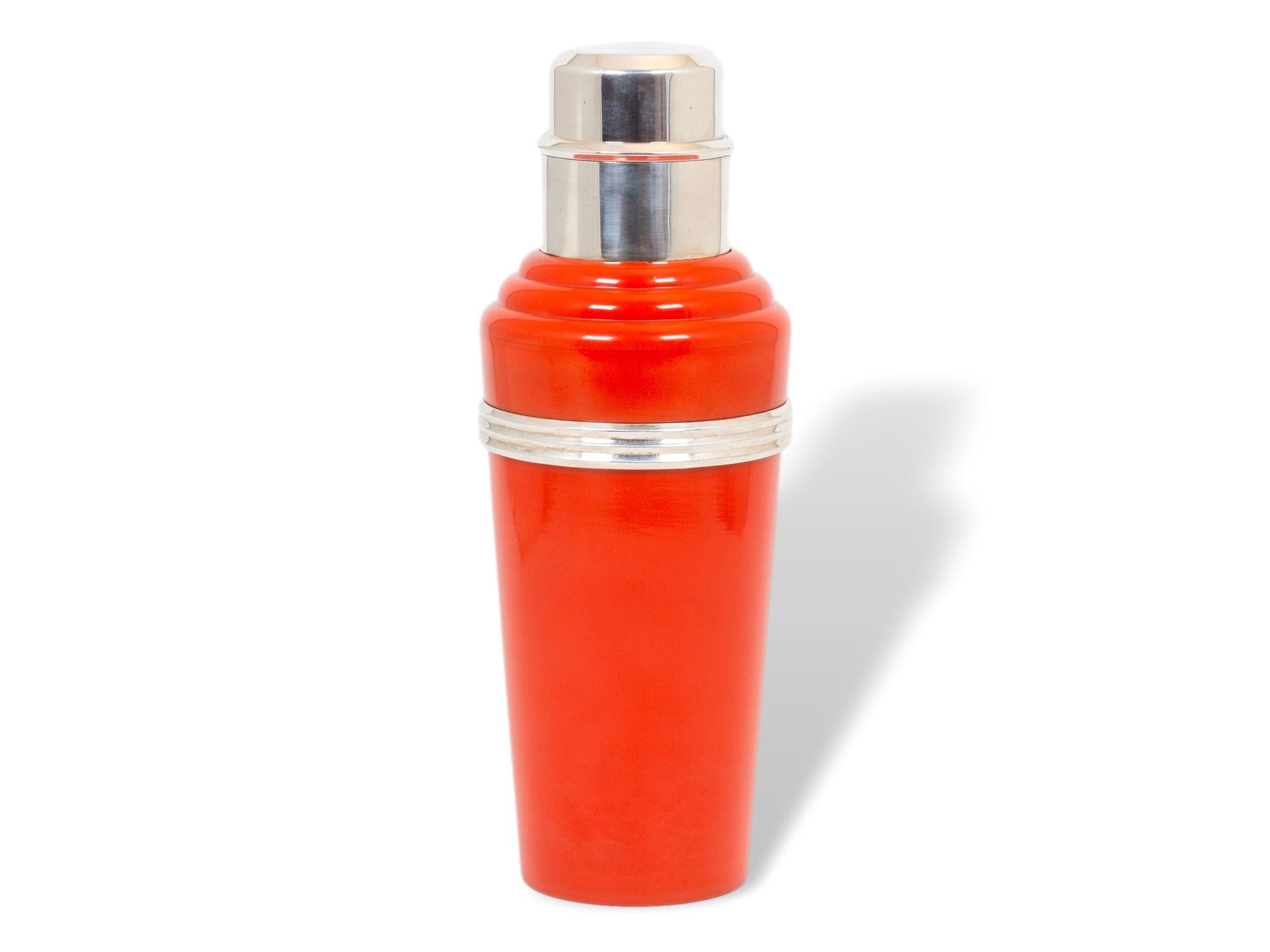 English Art Deco The Master Incolor Orange Cocktail Shaker For Sale