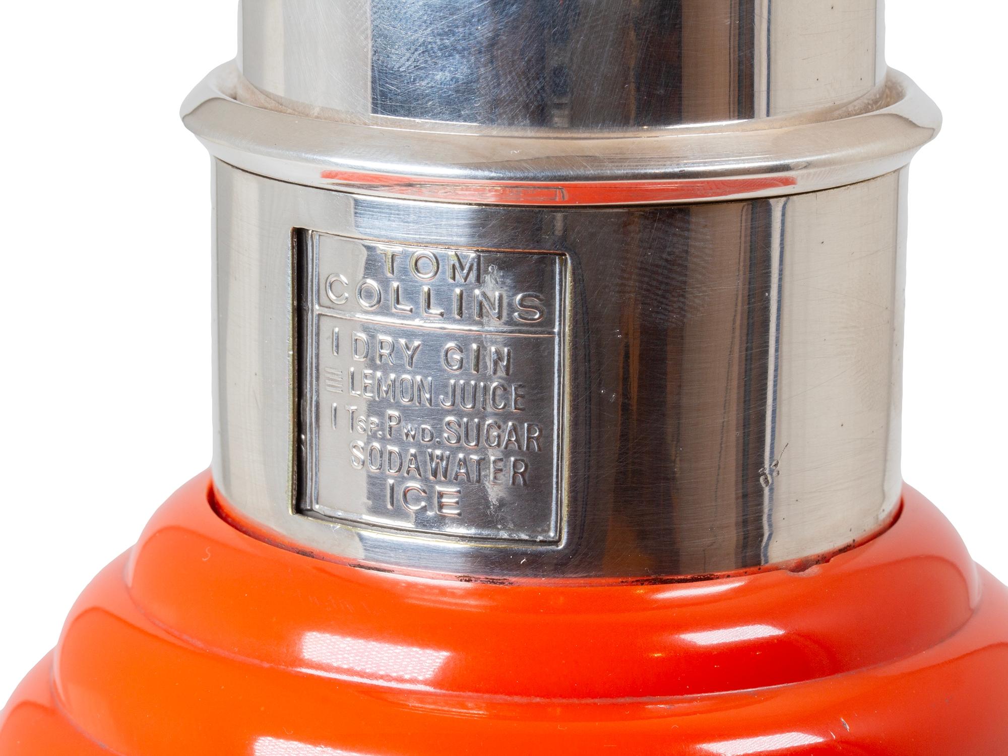 Art Deco The Master Incolor Orange Cocktail Shaker For Sale 2