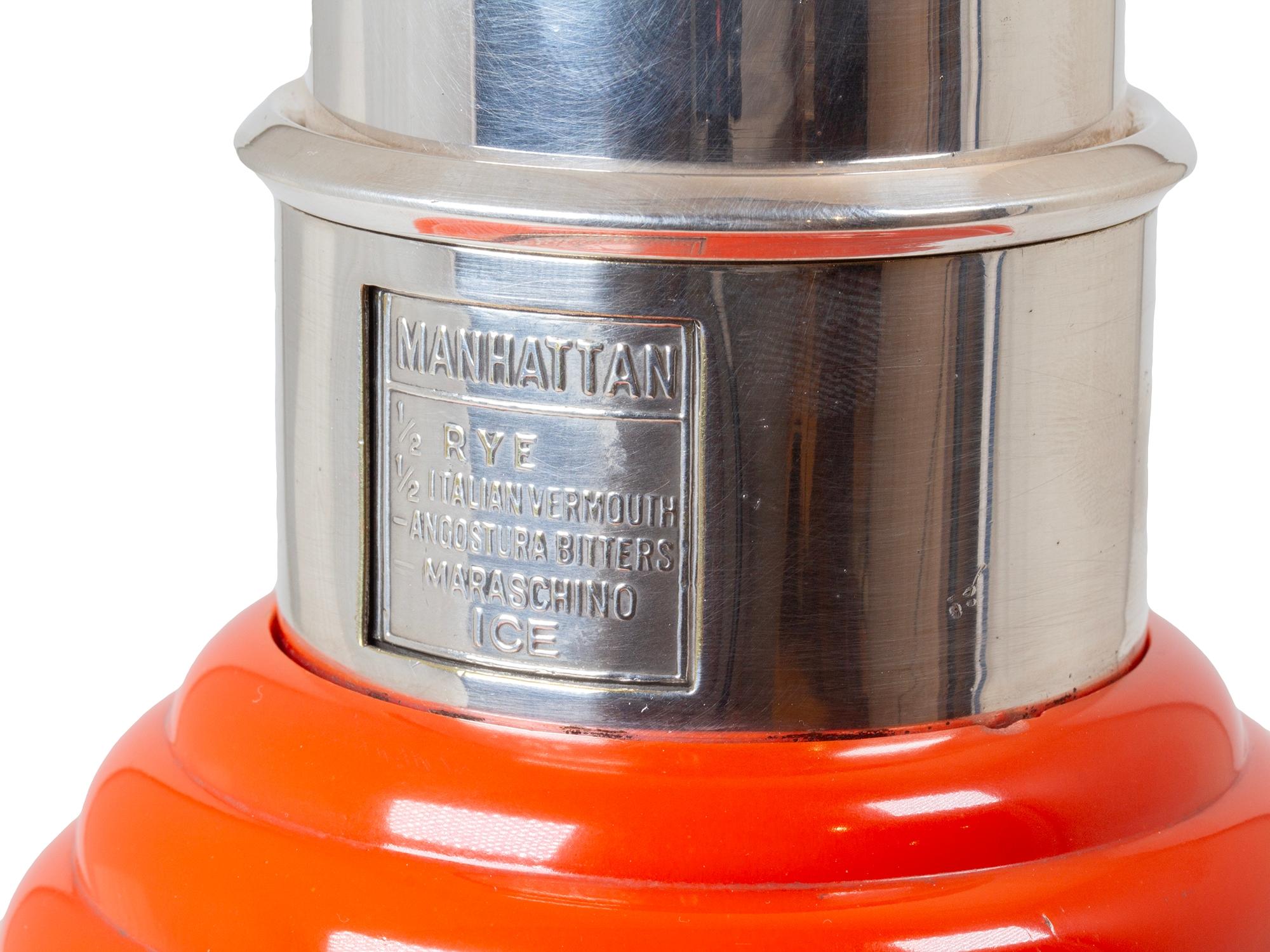Art Deco The Master Incolor Orange Cocktail Shaker For Sale 3