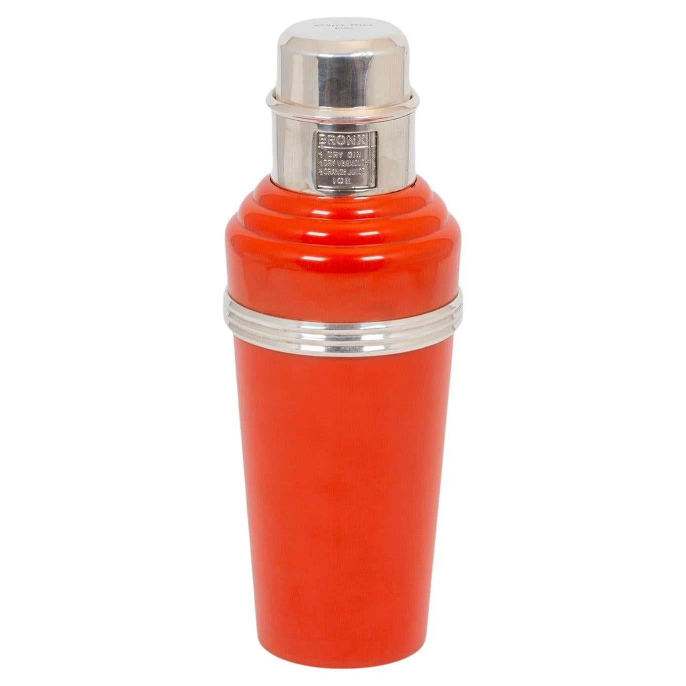 Art Deco The Master Incolor Orange Cocktail Shaker For Sale