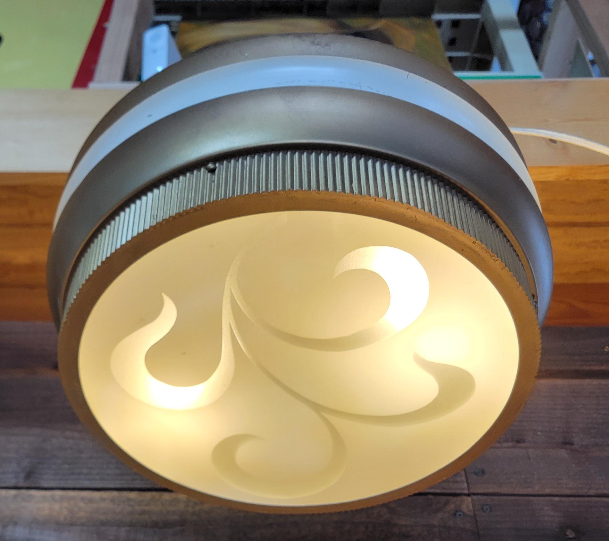 20th Century Art Deco Theater Flush Mount Light Fixture with Flashed Glass Shade For Sale