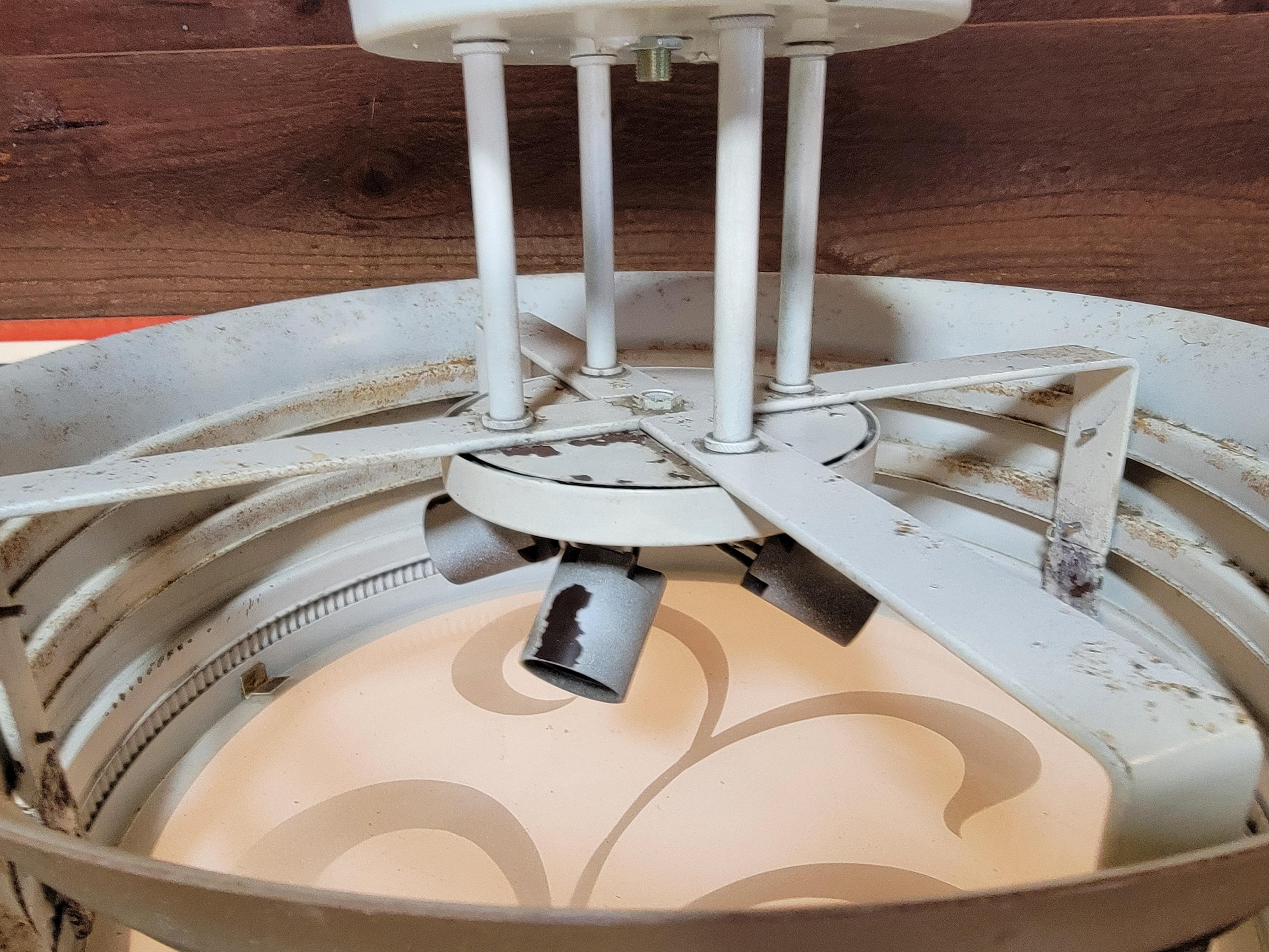 Art Deco Theater Flush Mount Light Fixture with Flashed Glass Shade For Sale 2