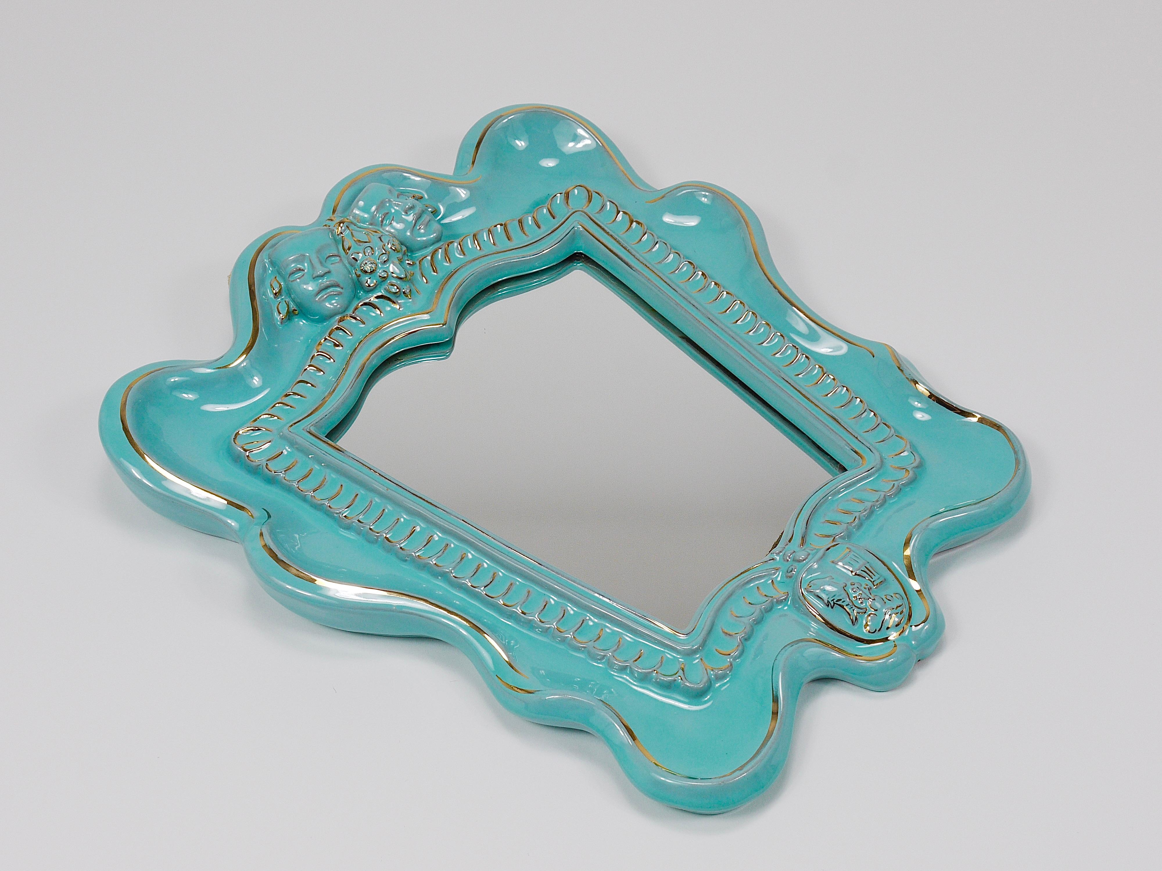 Art déco-Theater-Wandspiegel aus Terrakotta von Gmundner Keramik, Österreich, 1930er Jahre (Österreichisch) im Angebot
