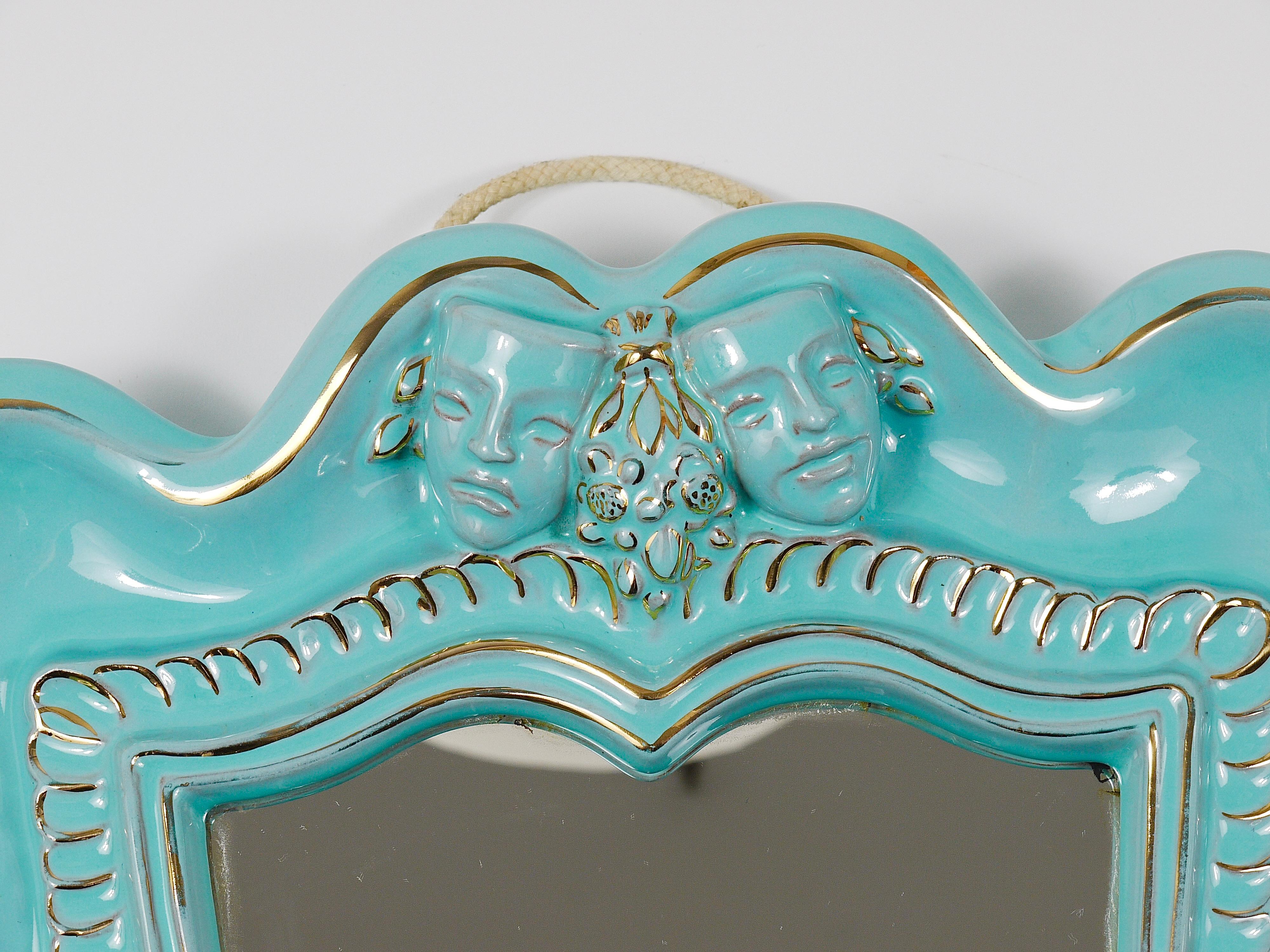 Art déco-Theater-Wandspiegel aus Terrakotta von Gmundner Keramik, Österreich, 1930er Jahre (20. Jahrhundert) im Angebot