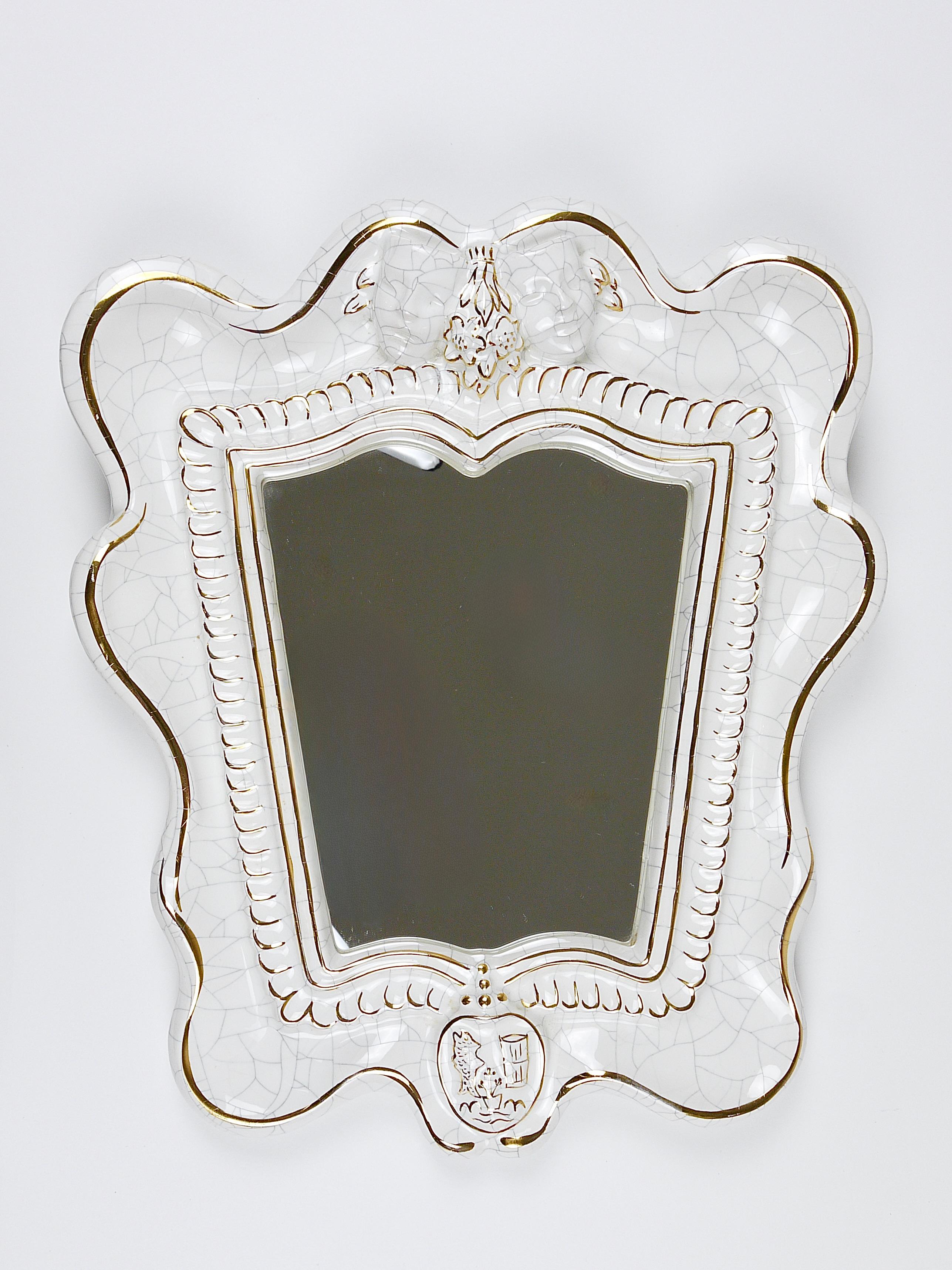 20ième siècle Miroir mural de théâtre Art Déco en terre cuite de Gmundner Keramik, Autriche, années 1930 en vente