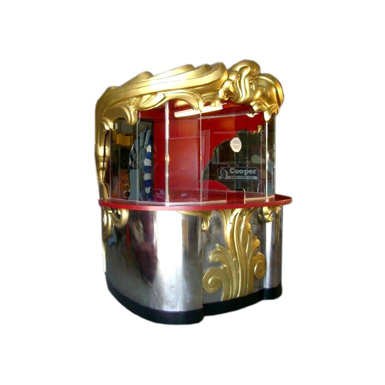 Rescued from an aging theater location and restored, this marvelous booth has spent the last few years in a Hollywood prop house, and featured in many period films. It can make a terrific home theater bar or display. The sides are stainless steel,