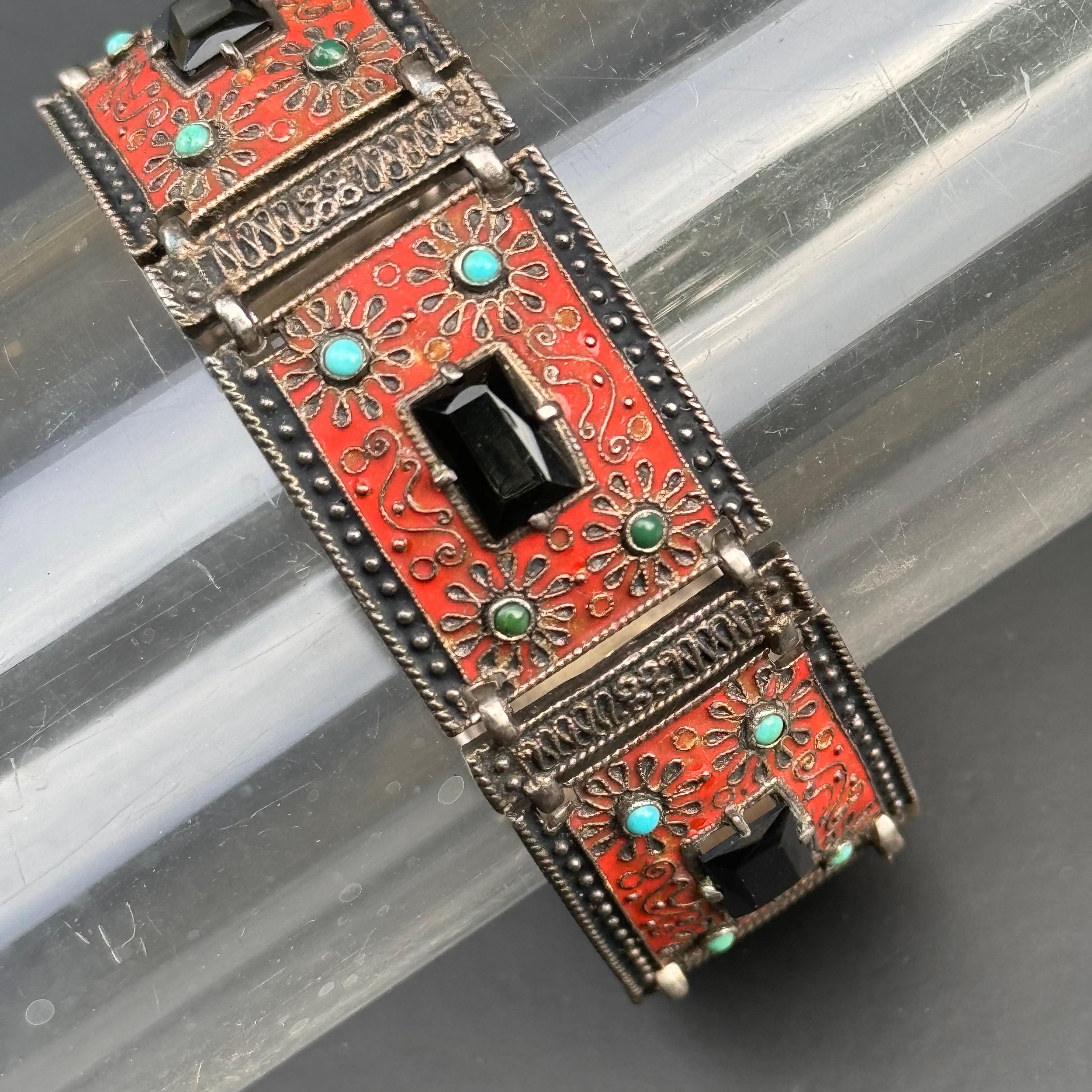 Smalto Art Deco Theodor Fahrner  935 Bracciale in argento in vendita 5